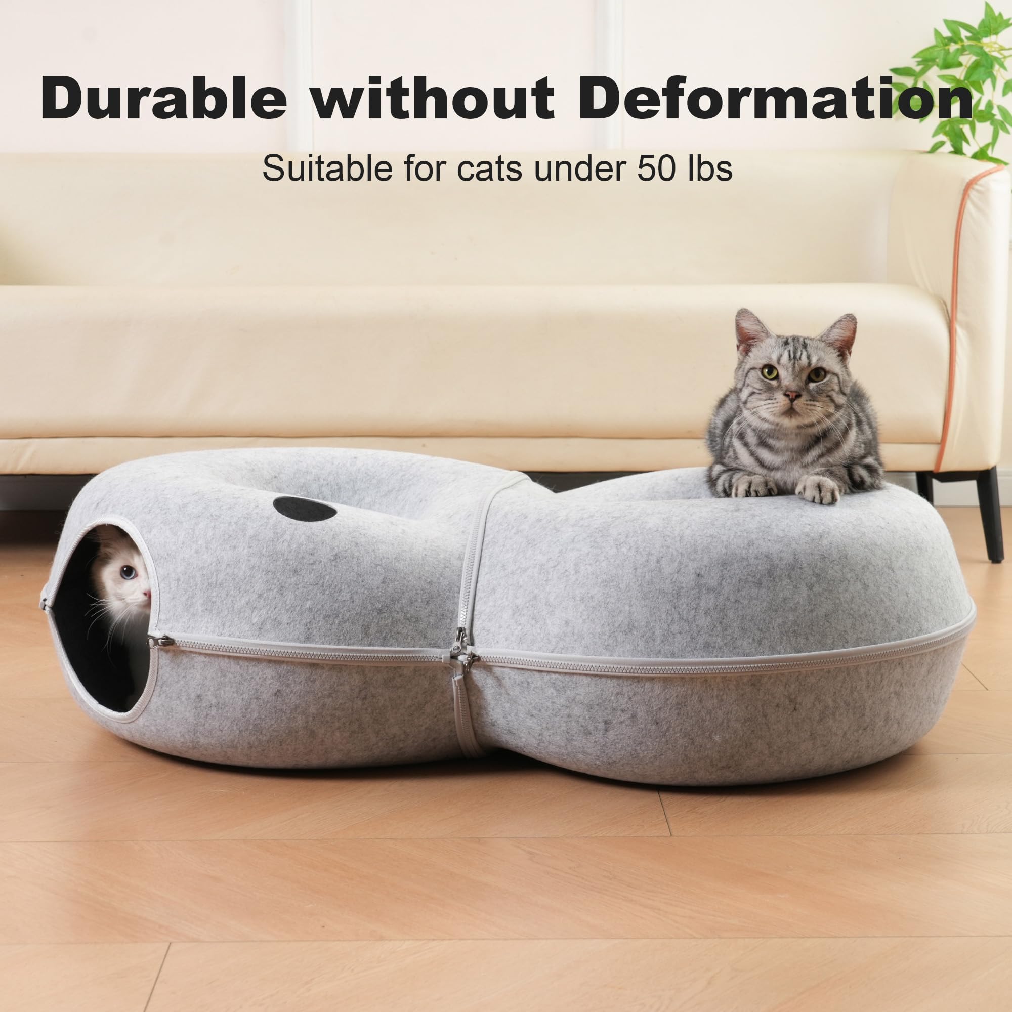 Lovintry 8-Shaped Large Cat Tunnel Bed For Indoor Cats, Infinite Circulation Peekaboo Cat Cave With 12 Toy Balls, Cat Donut Tunn