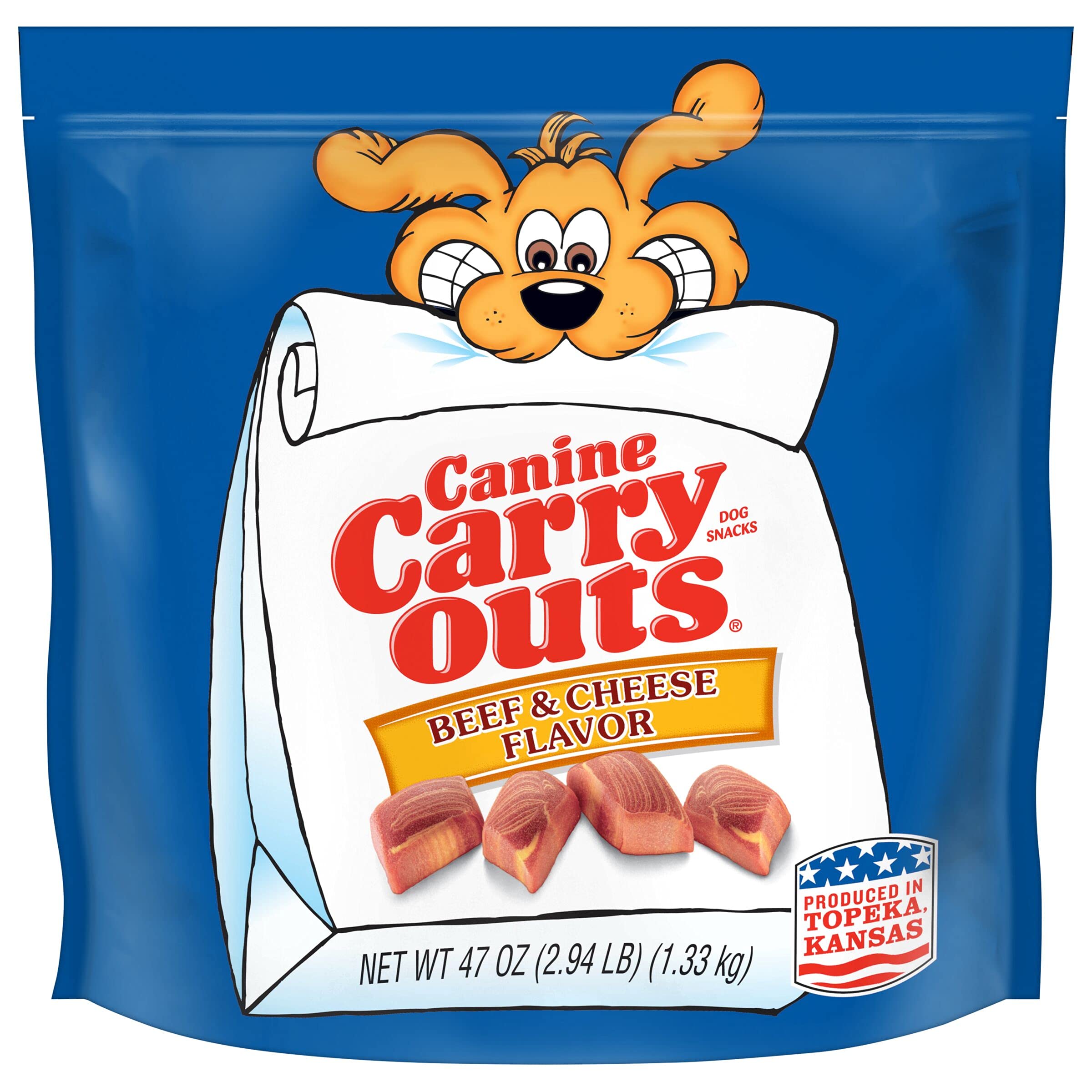 Canine Carry Outs Bacon & Cheese Flavor Dog Treats, 47 Ounce Bag (Pack of 4)