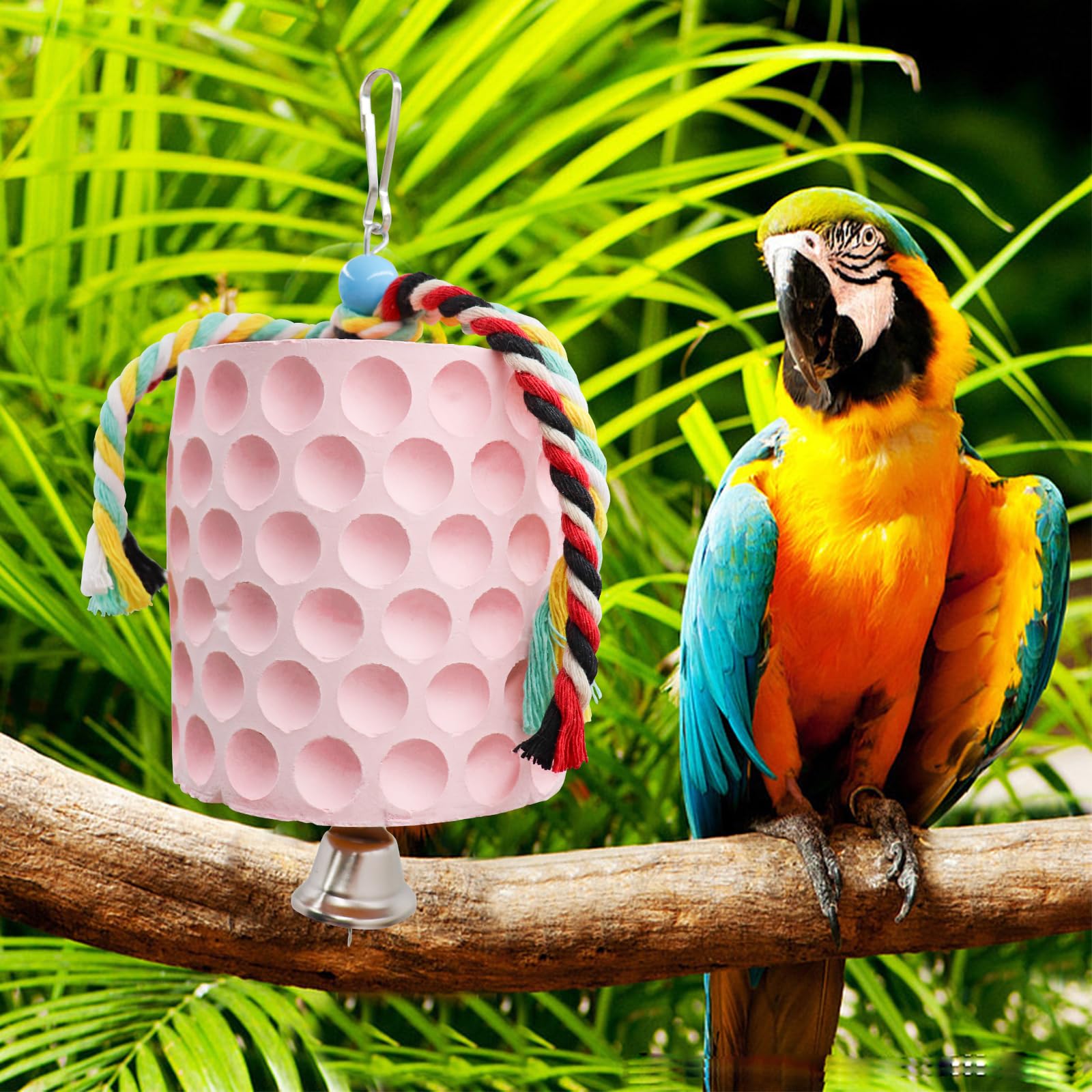 Extra Large Bird Chewing Toy, Parrot Beak Grinding Calcium Stone With Bells, Bird Cage Accessories, Cage Toys For Cockatiel Para