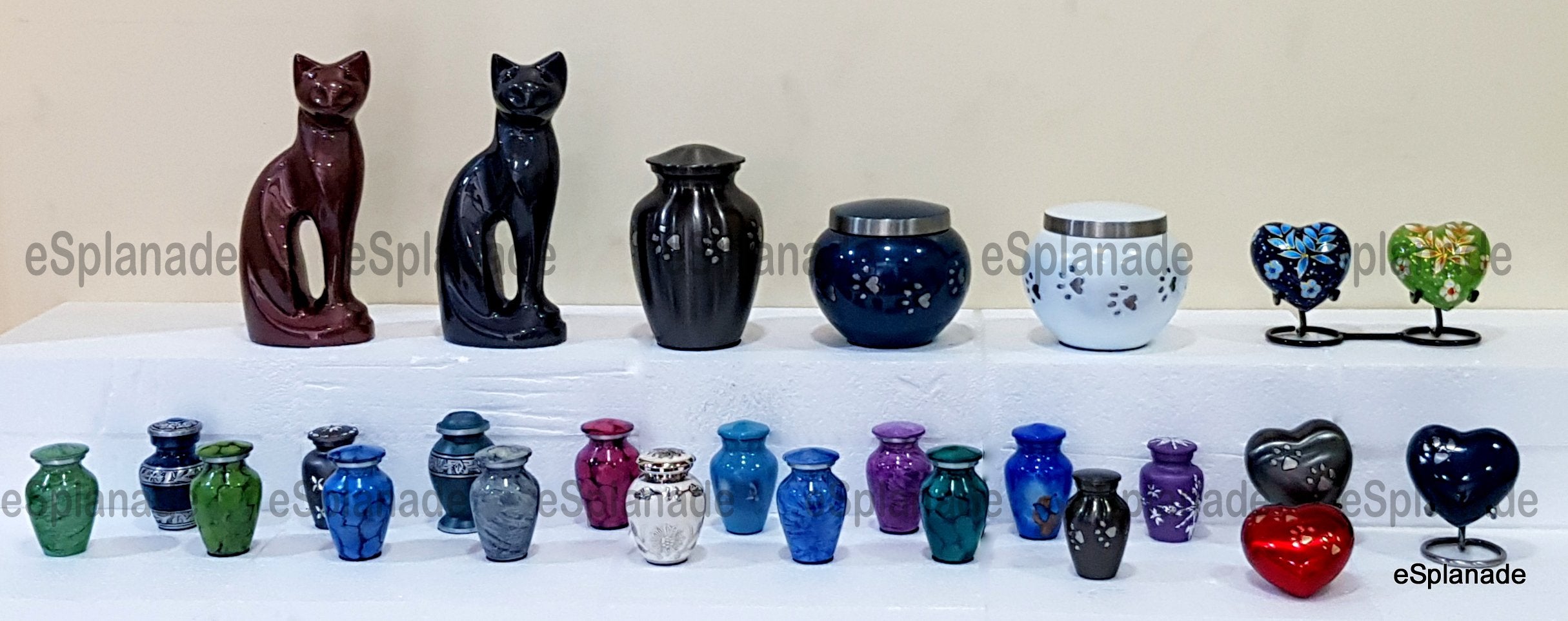 Esplanade Pet Cremation Urn Memorials Container Jar Pot | Brass Urn | Metal Urn | Burial Urn | Memorials Keepsake | Pet Dog Cat Urn (Blue With Stand)