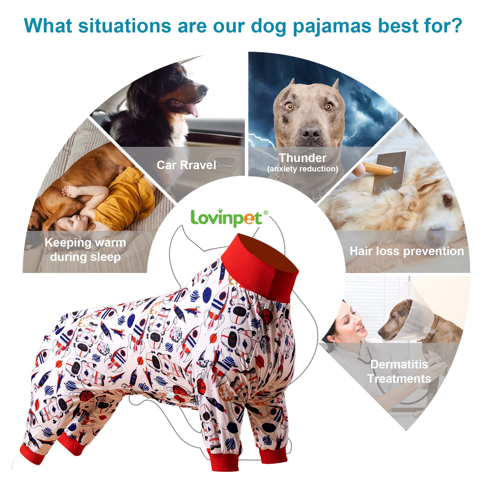 Lovinpet Pitbull Dog Sweater - Space Snow Prints, Lightweight Pullover Large Puppy Pajamas, Full Coverage Dog Pjs, Large Dog One