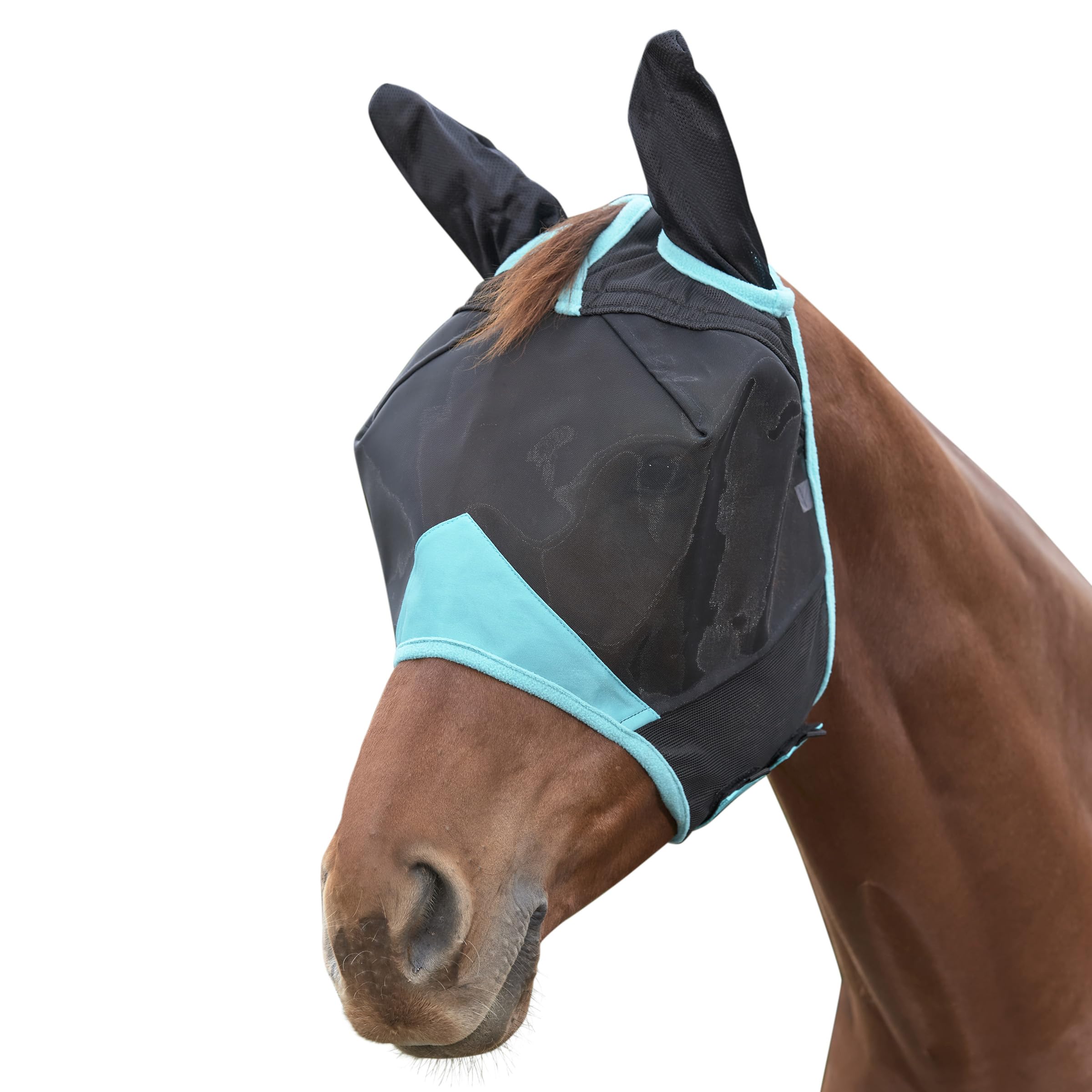 WeatherBeeta ComFiTec Deluxe Fine Mesh Mask with Ears, Black/Turquoise, Cob