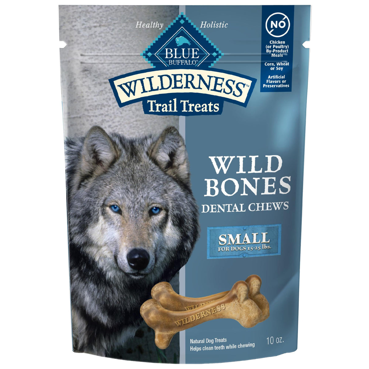 Blue Buffalo Wilderness Wild Bones Grain-Free Dental Chews Dog Treats, Small, 10-Oz Bag