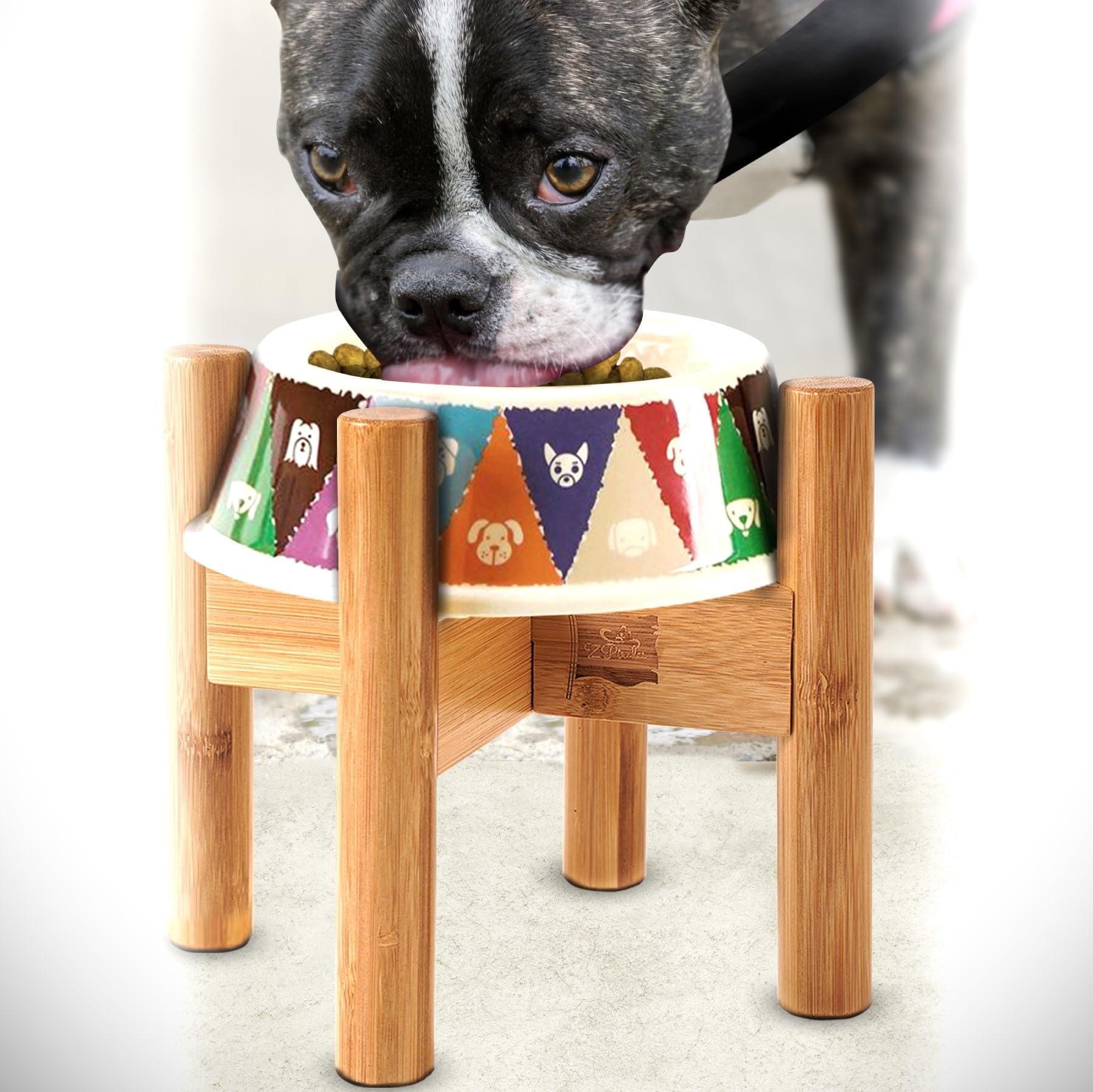 Dog Bowl Stand [Height 8-inch] - Expandable Width - Ideal for Small-Medium Breeds with Withers Heights of 12 to 16-inch, Like Be
