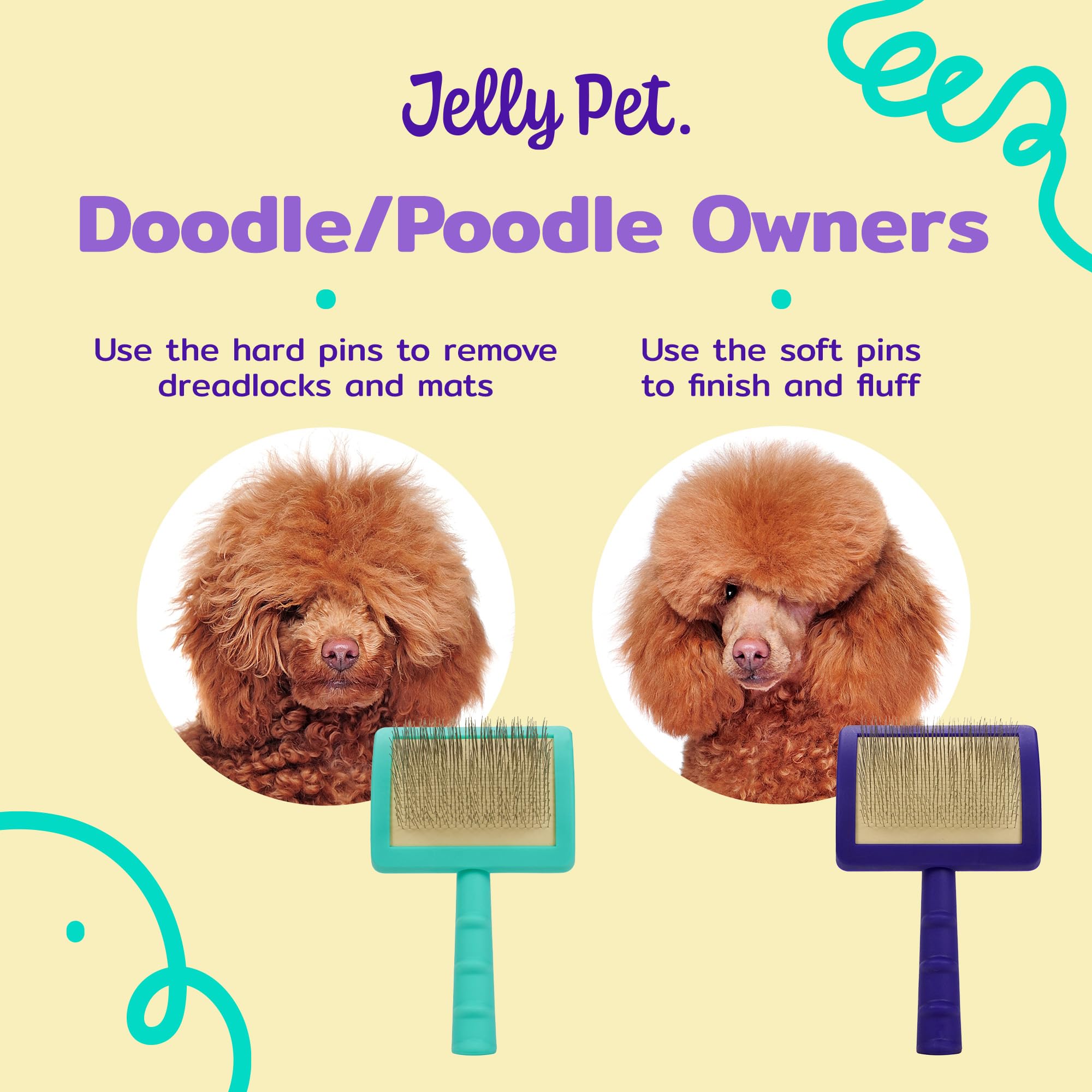 Jelly Pet Universal Slicker Brush For Dogs, Dog Grooming Brush, Remove Tangles And Dead Undercoat, Tuffer Than Tangles, Maltese