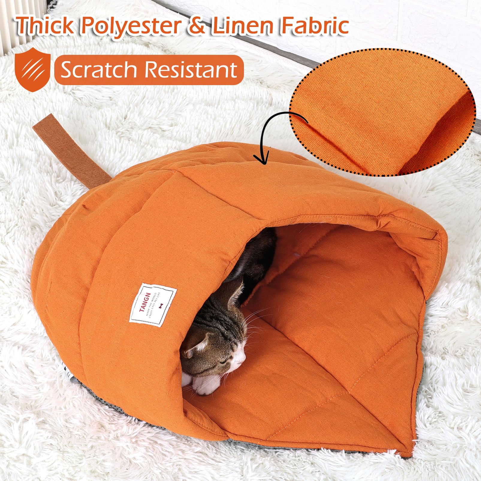 Cat Sleeping Bag,Cozy Cat Bed Cave Leaf Nest,Linen Fabric Pet Cuddle Zone,Covered Hide Warm Burrowing Soft Durable Washable Cat