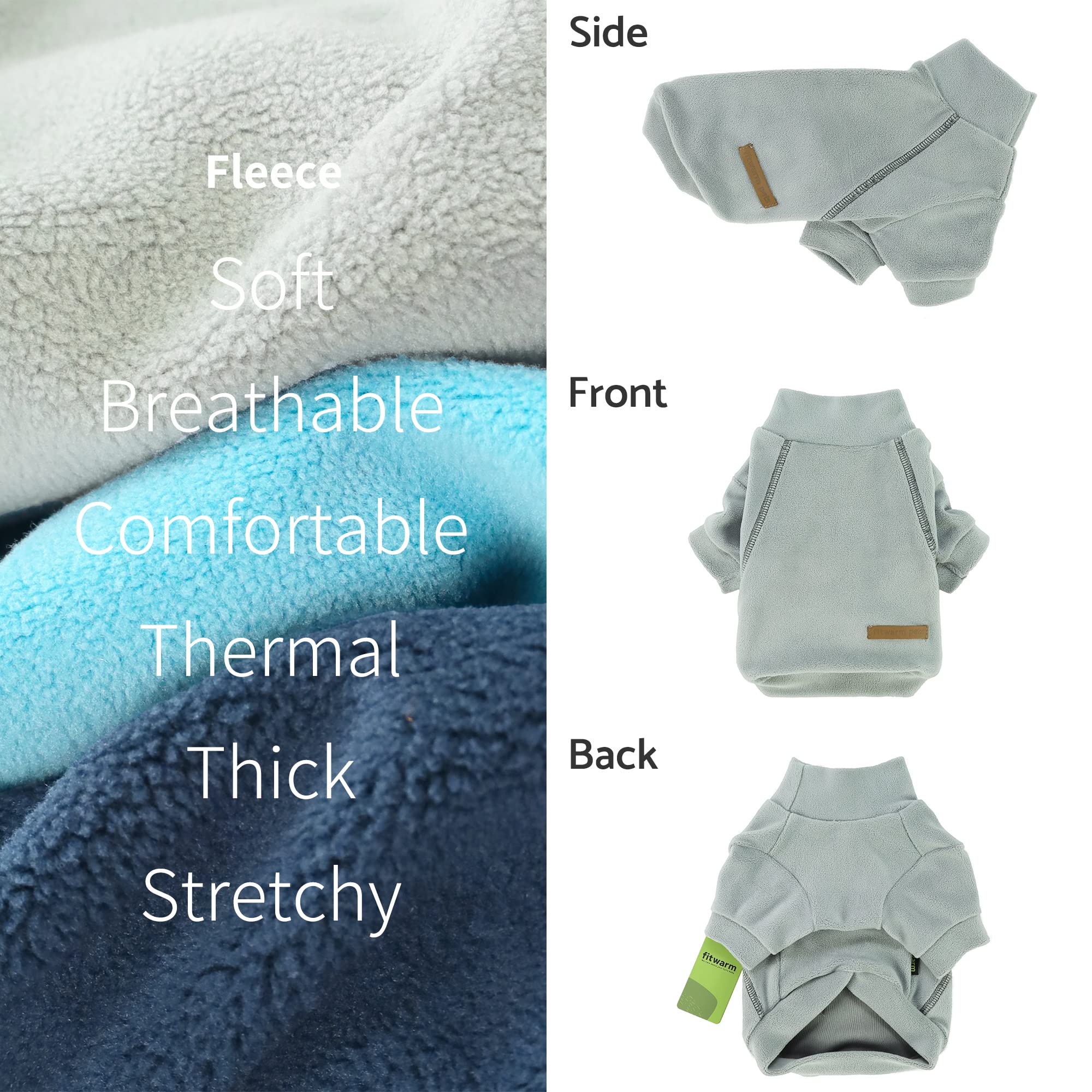 Fitwarm 3 Pack Classic Fleece Dog Sweater, Turtleneck Dog Sweatshirt, Dog Winter Clothes For Small Dogs Boy Girl, Pet Pullover Jumper, Cat Apparel, Blue, Grey, Navy, Xxl