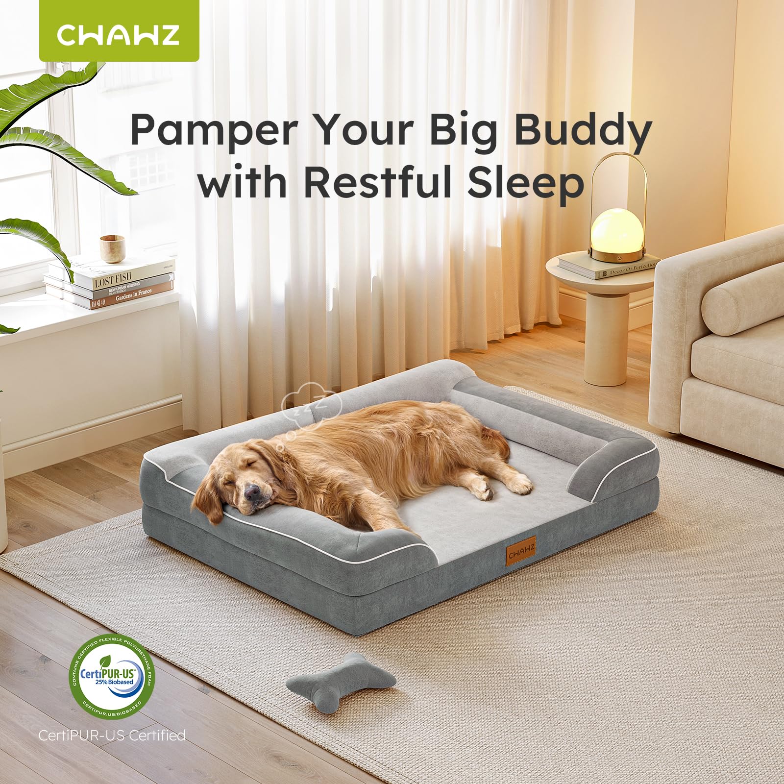 Cwawz Jumbo Dog Beds For Extra Large Dogs, Orthopedic Dog Bed With Cooling Gel Memory Foam, Waterproof Pet Bed With Removable Wa