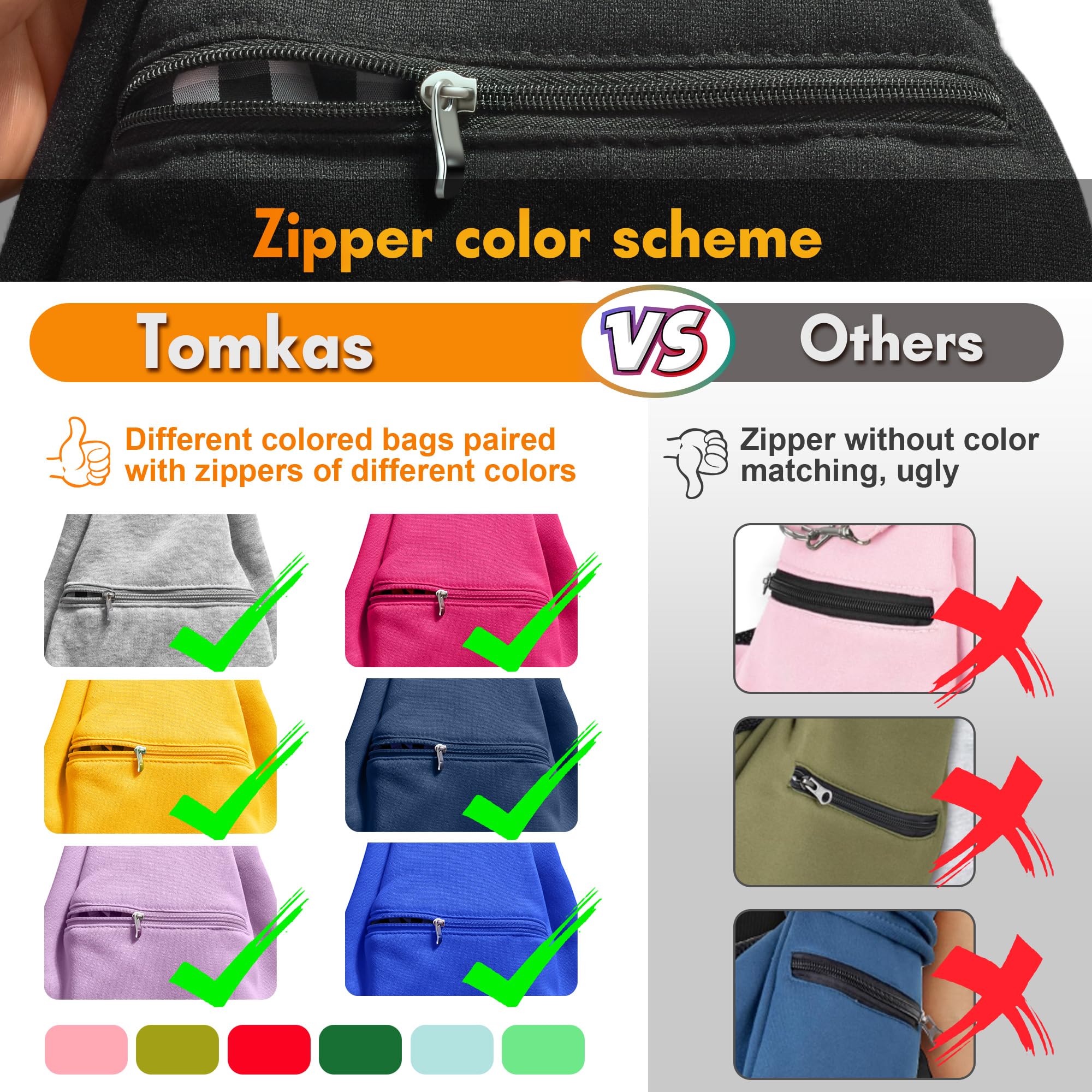 Tomkas Small Dog Sling Carrier - Zipper Pocket & Classic Strap - For 3-10 Lbs Pets(Black)