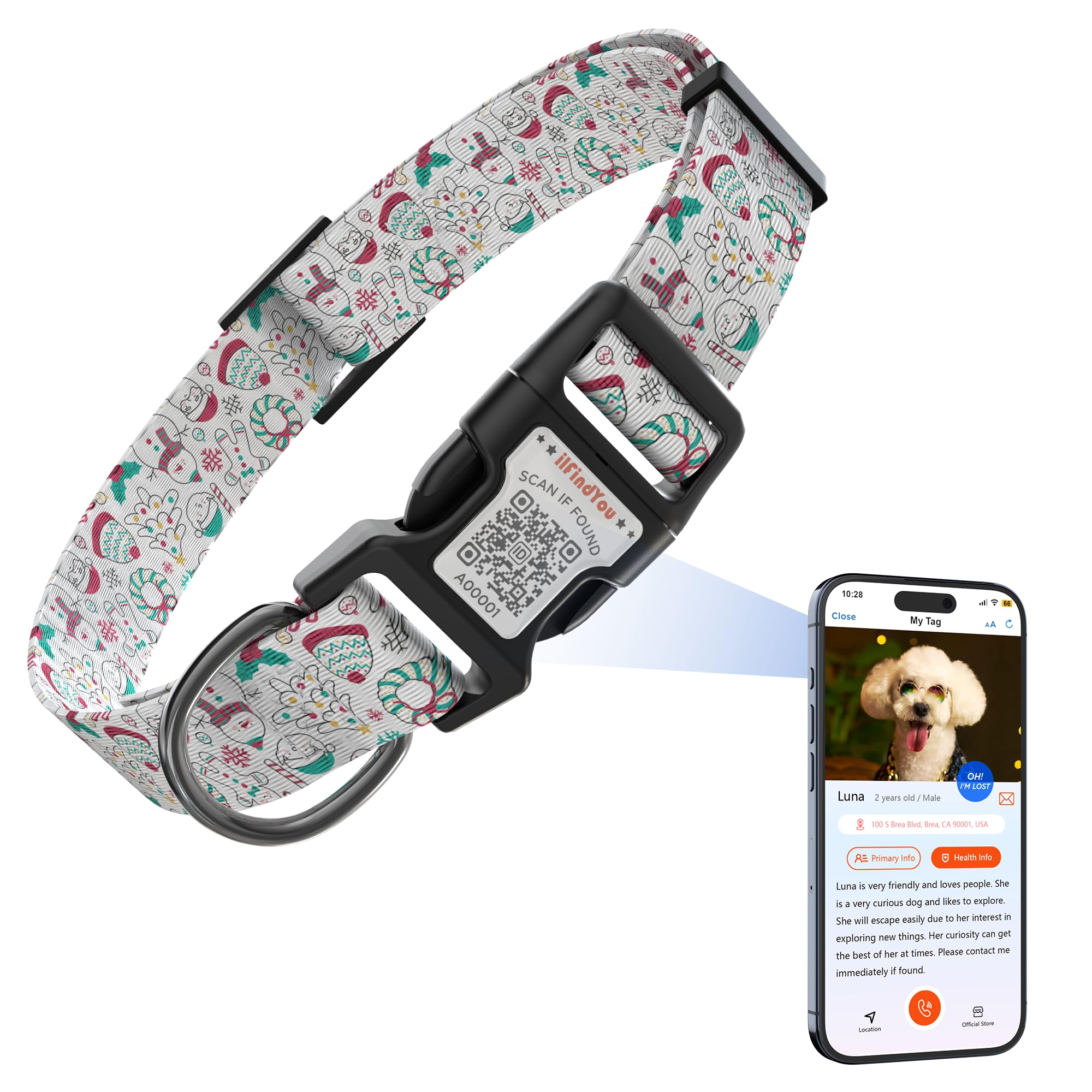 Ilfindyou Christmas Dog Collars For Large Dogs Soft Nylon White Snowman Sized L