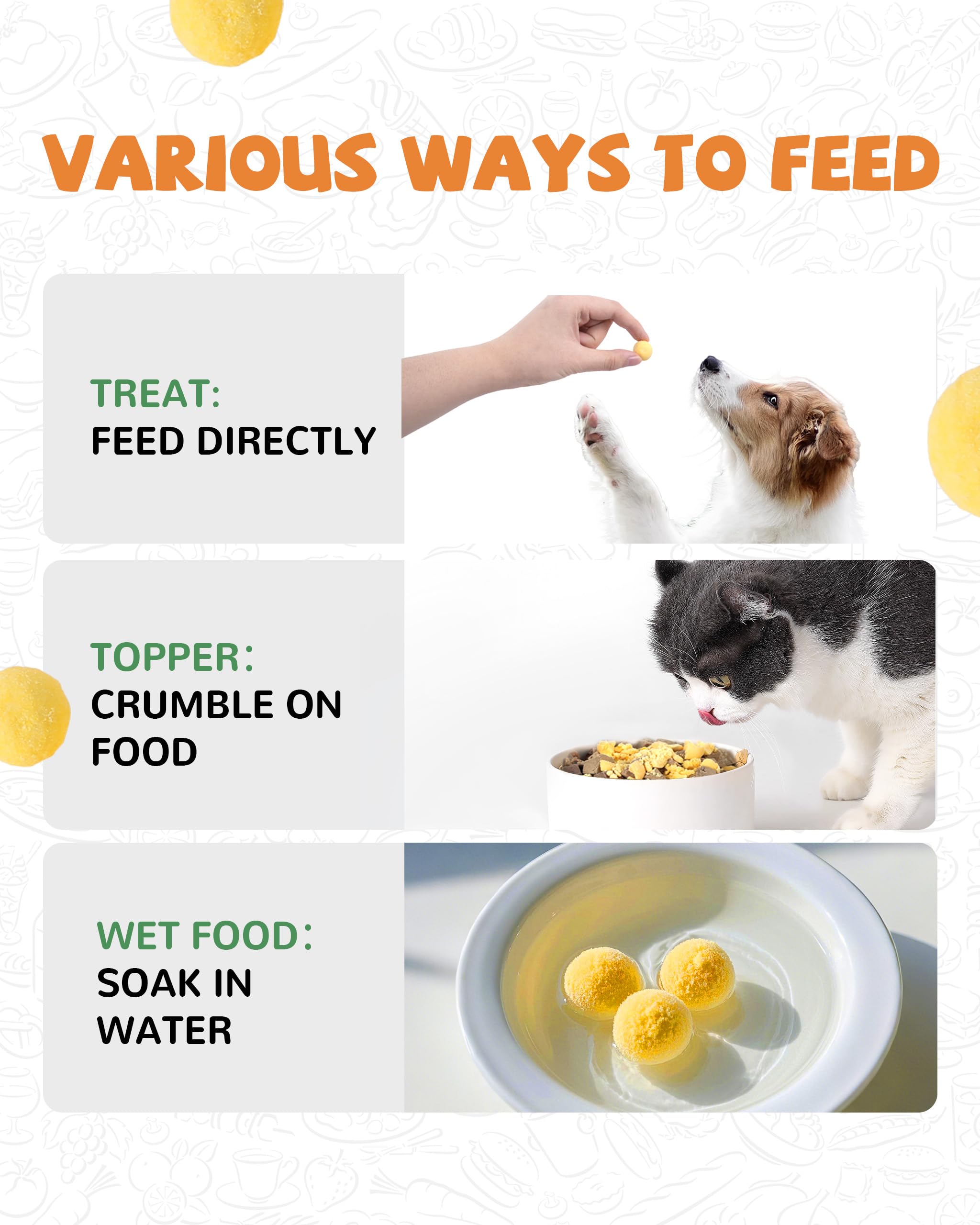 PAWUP Freeze Dried Quail Egg Yolk Pet Treats, Freeze-Dried Pet Food for Dogs, Cats, Pure Fresh Ingredient, 4.2 oz, Rawhide Free,