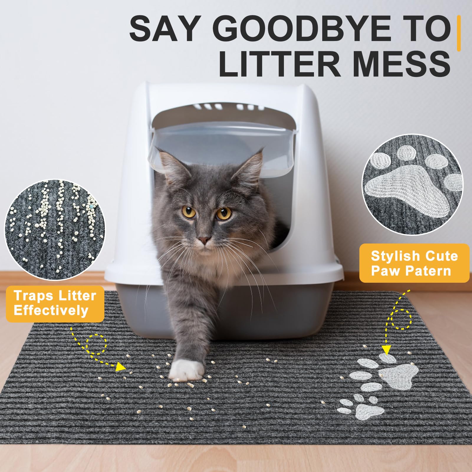 Beautyzoo Cat Litter Mat Litter Trapping Mat, 20''X 28'' Small Litter Box Mat, Waterproof Kitty Litter Mat, Non-Slip Litter Rug