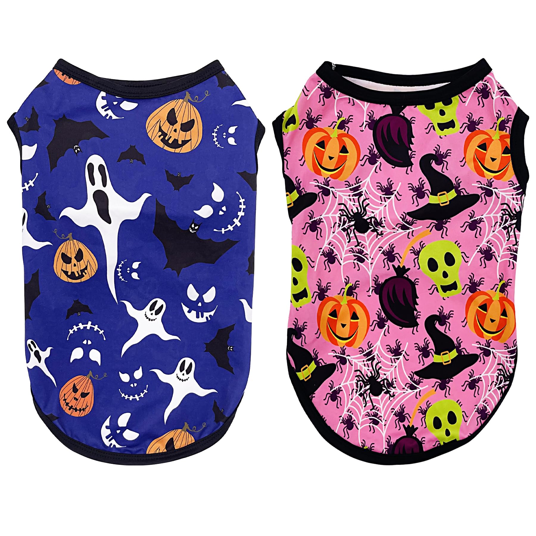 Jpgdn Halloween Dog Shirts Xl Sleeveless Tank Top Tee Clothes Vest Soft Breathable T-Shirts Pumpkin Bats Ghost Spider Owls Pink 