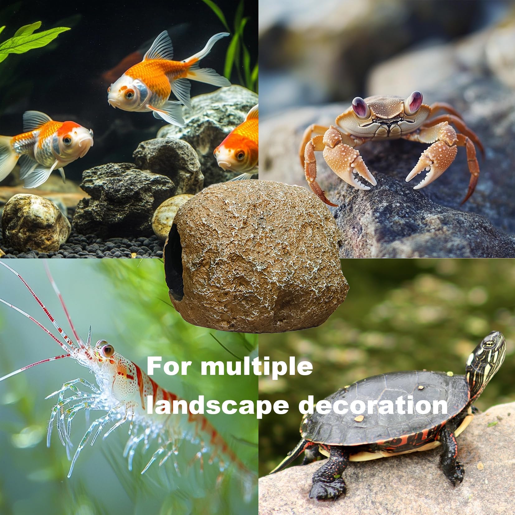 Aquarium Decor Ornaments,Magnetic Detachable Fish Tank Decorations Hideout,Resin Fish House for Betta Fish Tank Decor,Shrimp Tan