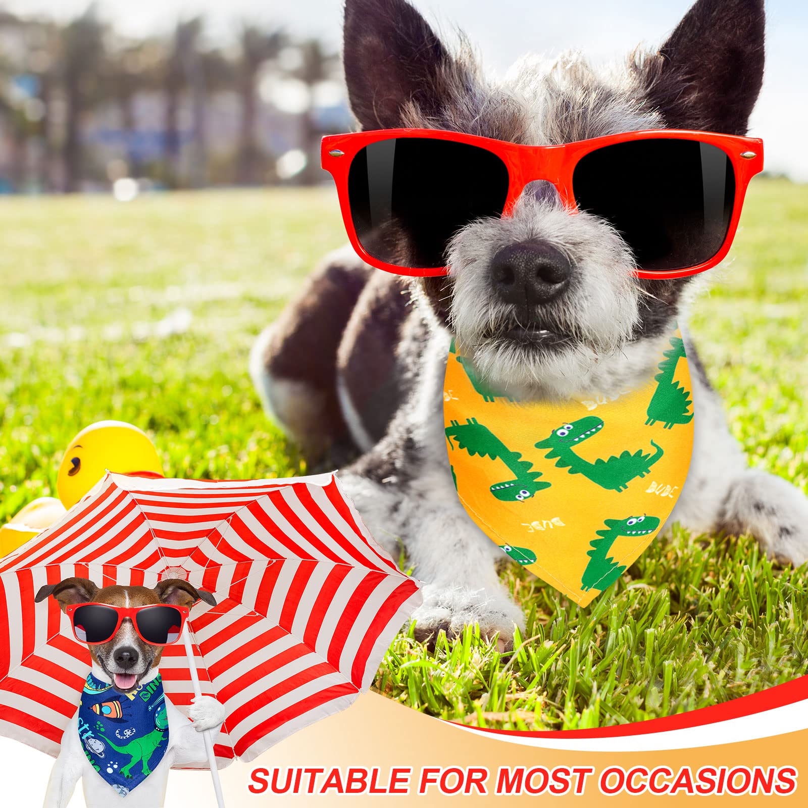 8 Pieces Summer Boy Dog Bandanas Dinosaur Triangle Bid Scarf For Dogs Pet Cute Colorful Adjustable Bandana Accessories For Small