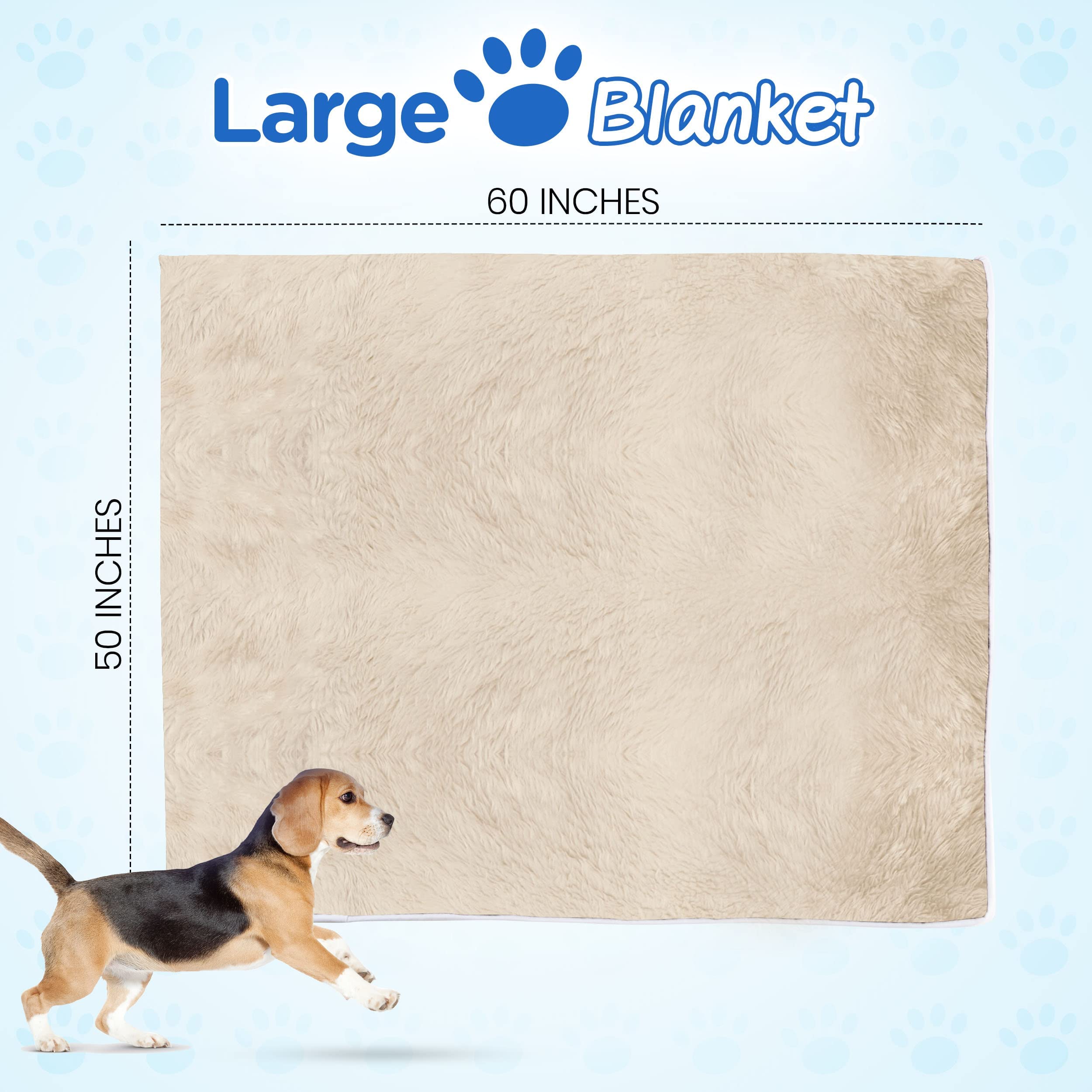 Paw Brands Waterproof Pet Blanket - Fancy Cool Comfort Throw Blanket - 60In X 50In Machine Washable Dog Blankets For Giant Dogs And Pets, Faux Fur And Ultra-Soft Microsuede, Throw Blanket For Couch