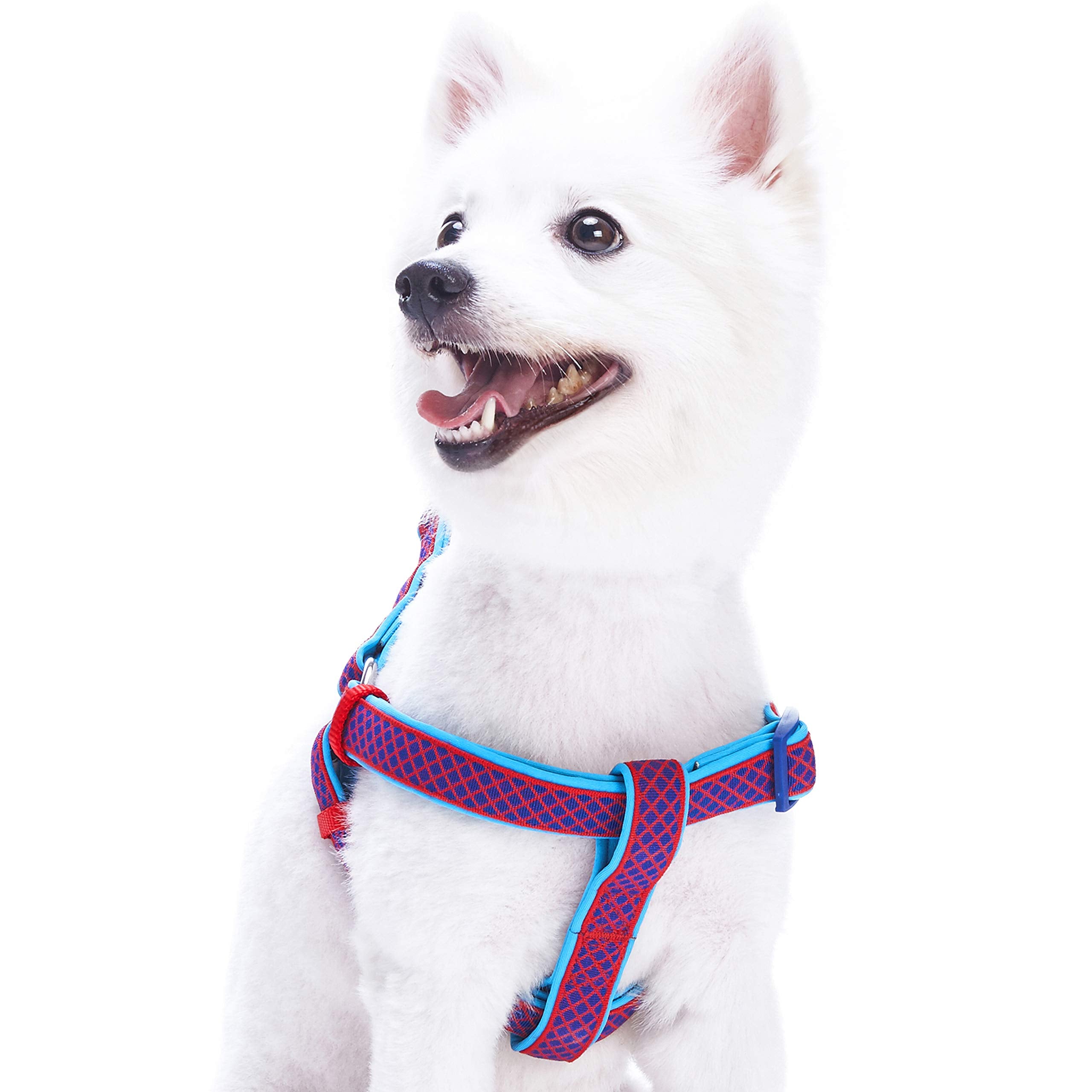 Blueberry Pet 2 Colors Soft & Comfy Step-In Urban Chic Diamond Pattern Padded Dog Harness, Chest Girth 19.5' - 25.5', Bold Red, Medium, Adjustable Harnesses For Dogs