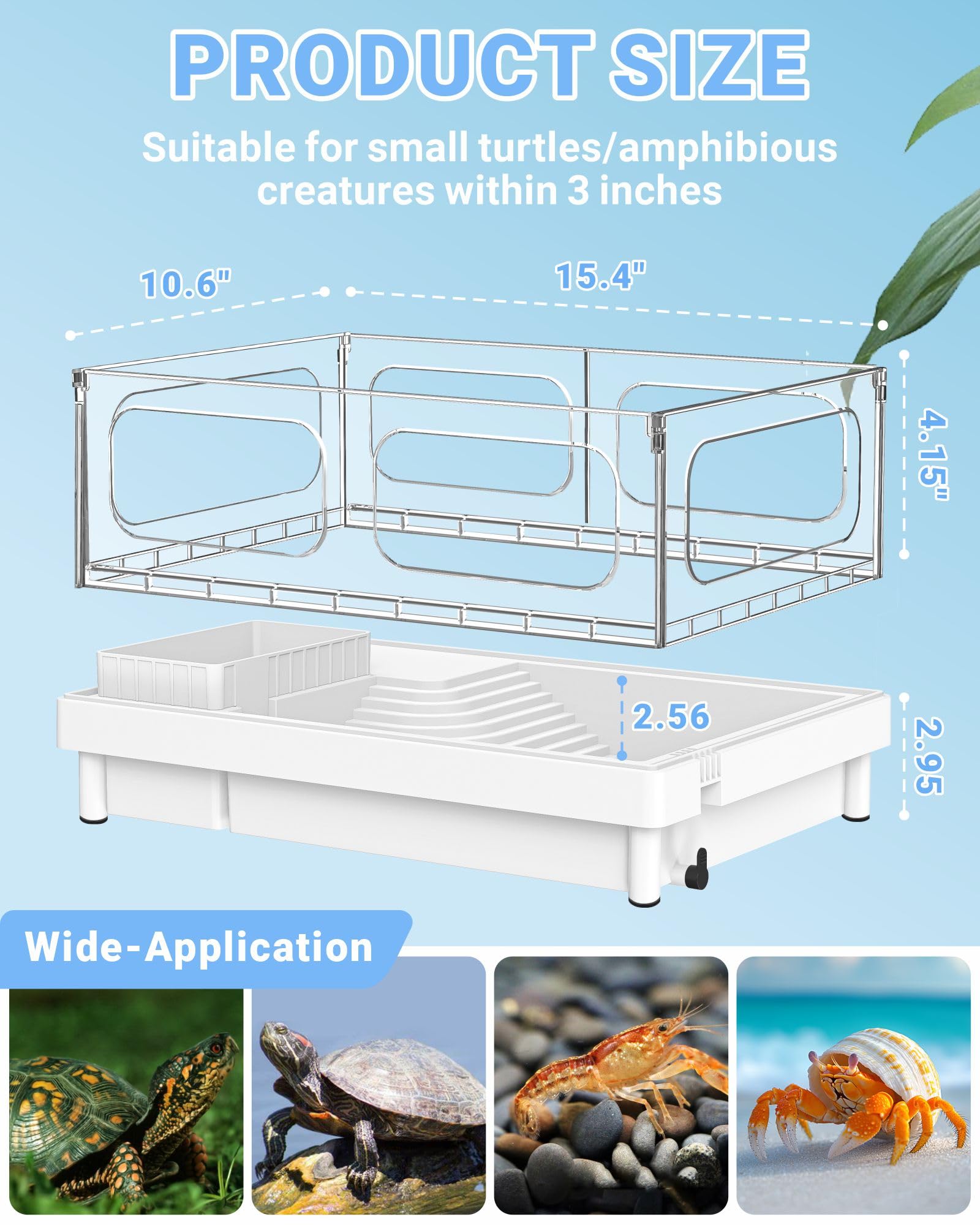 Gozilla Small Turtle Tank With Filter, Acrylic Turtle Tank Starter Kit, Reptile Habitat And Terrarium With Multi-Functional Area
