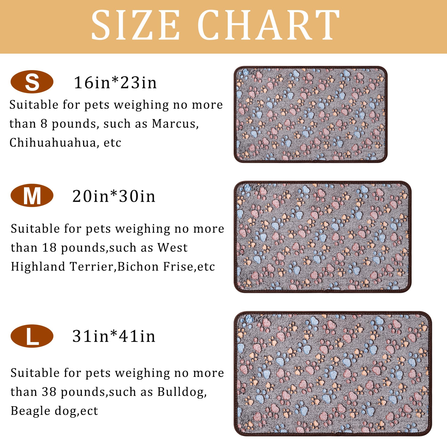 1 Pack 3 Blankets Super Soft Fluffy Premium Fleece Pet Blanket Flannel Paw Printed Throw for Dog Puppy Cat (Small 23x16, Dark