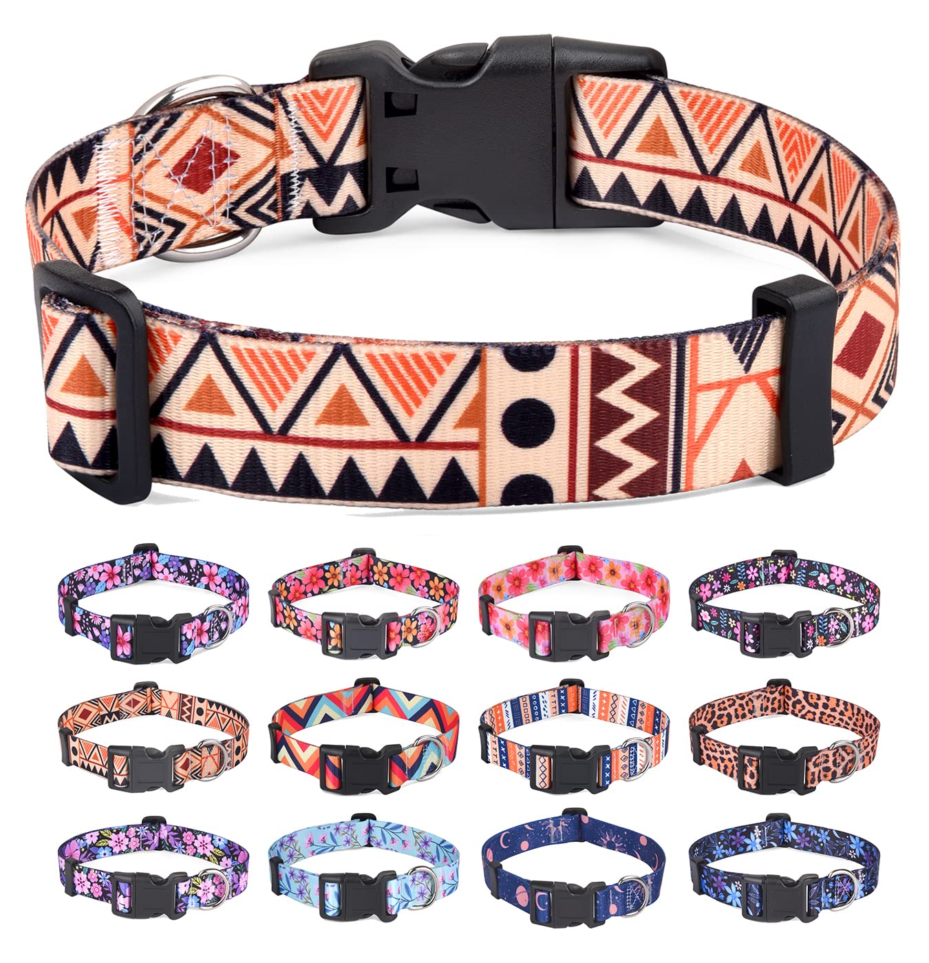 Hqyddmi Dog Collar For Small Dogs, Soft Comfy Pet Collar For Small Medium Large Dogs, Geometry Pattern For Boy Girl Puppy Dogs(B