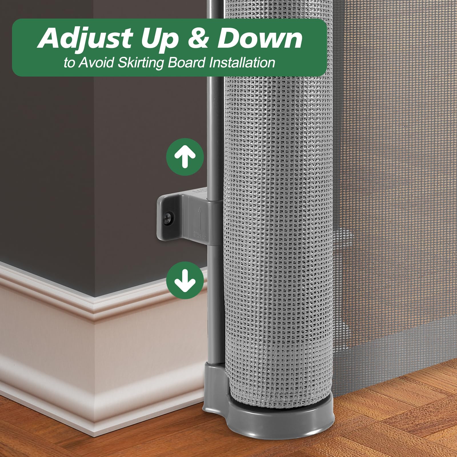 24'' Tall X 120'' Extra Wide Retractable Baby Gates, Short Dog Gates to Step Over, Reinforced Long Mesh Pet Gate with Support Ro