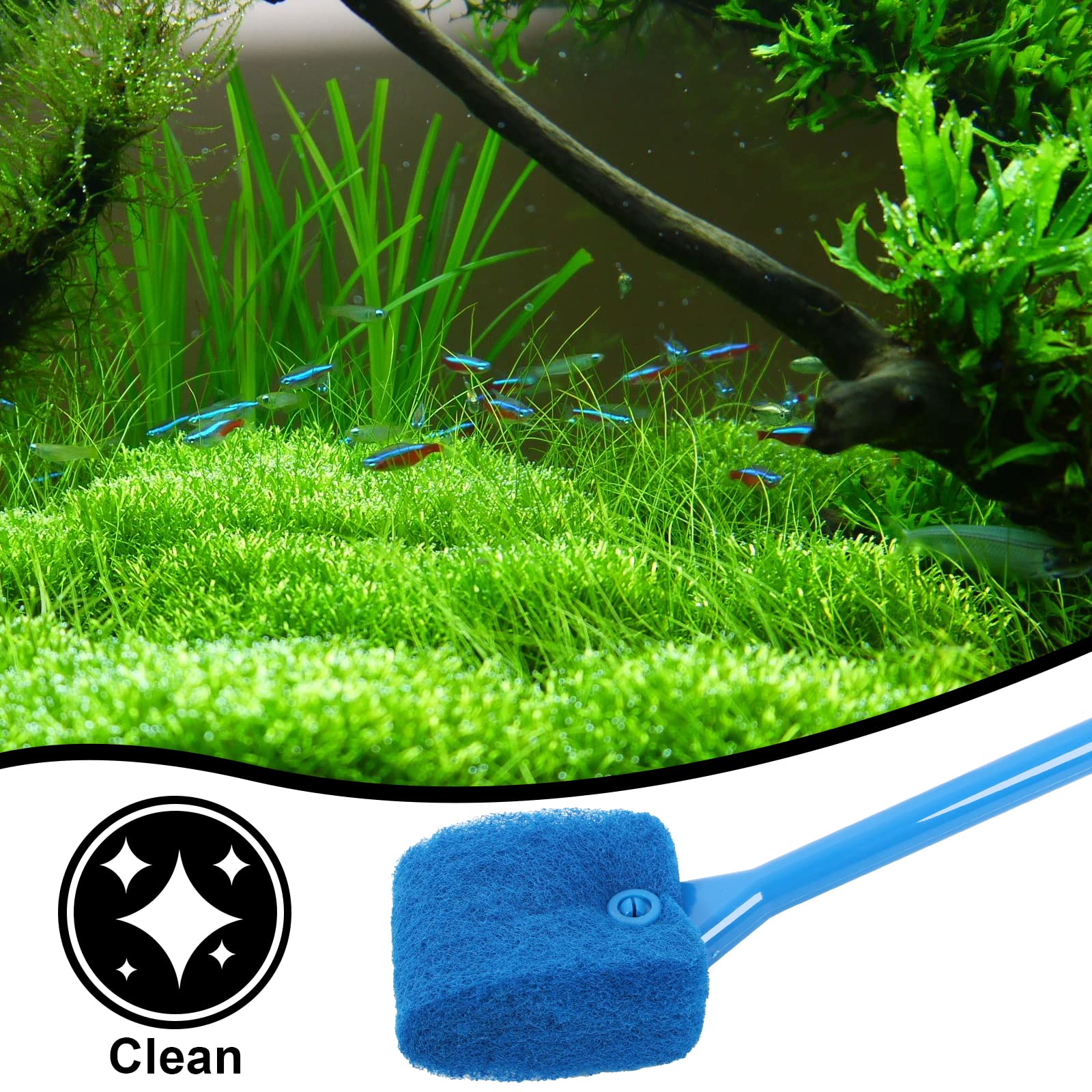 Ntrjtrss Fish Tank Cleaner, Double Sided Sponge Aquarium Cleaner Water Tank Cleaner - Fish Tank Algae Cleaner Fish Tank Glass Cl
