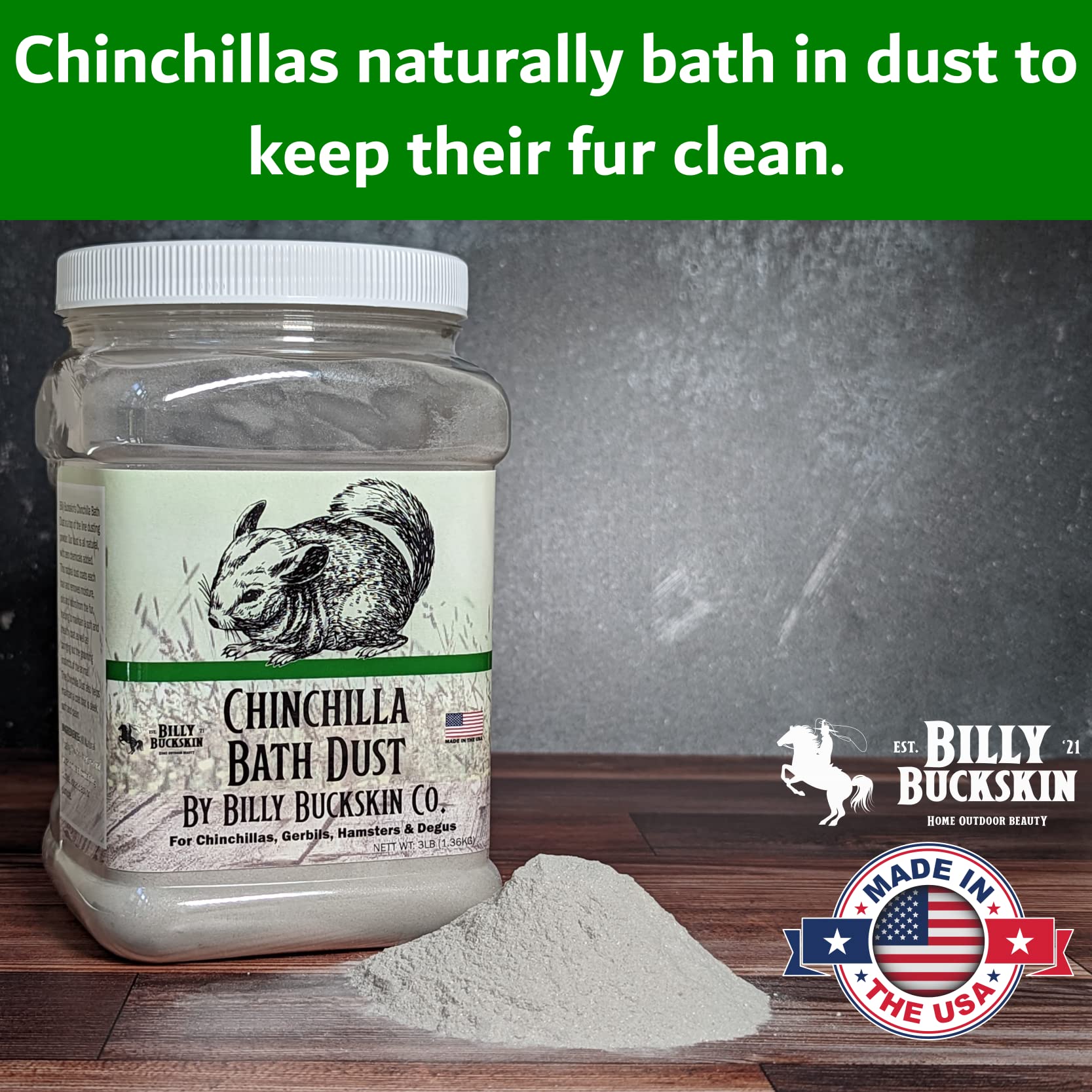 3 Lb. Chinchilla Dust Bath Tub, Pet Supplies, Premium Bath Powder, Natural Dusting Powder, Pure Cleansing Pumice Sand For Cleani