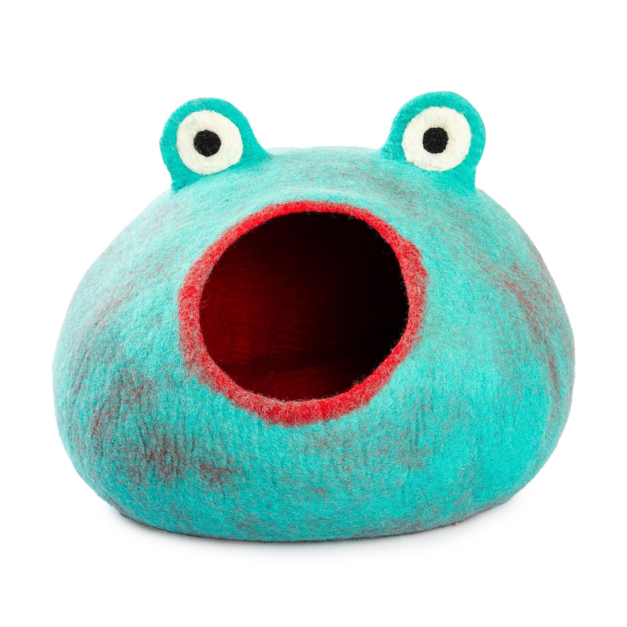 Luxurious Eco-Friendly Merino Wool Cat Cave Frog - Foldable Hideaway Pod For Indoor Cats - Premium Felt Kitten Beds - Covered Ca