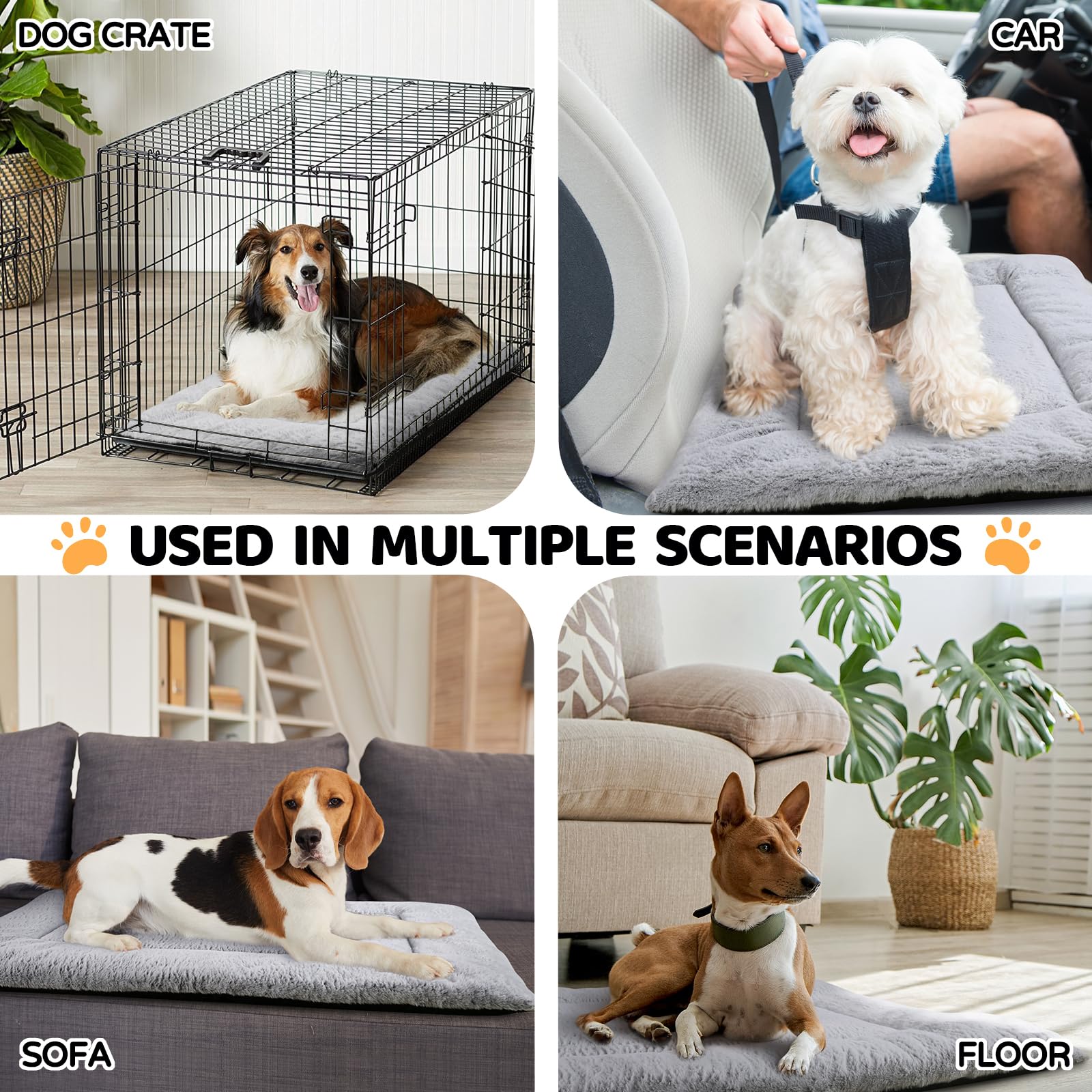 ZENGAOOU Washable Dog Crate Pad, Ultra Soft Dog Bed for Large Dogs, Anti-Slip Kennel Pad for Dogs Cozy Sleeping Mattress, Travel