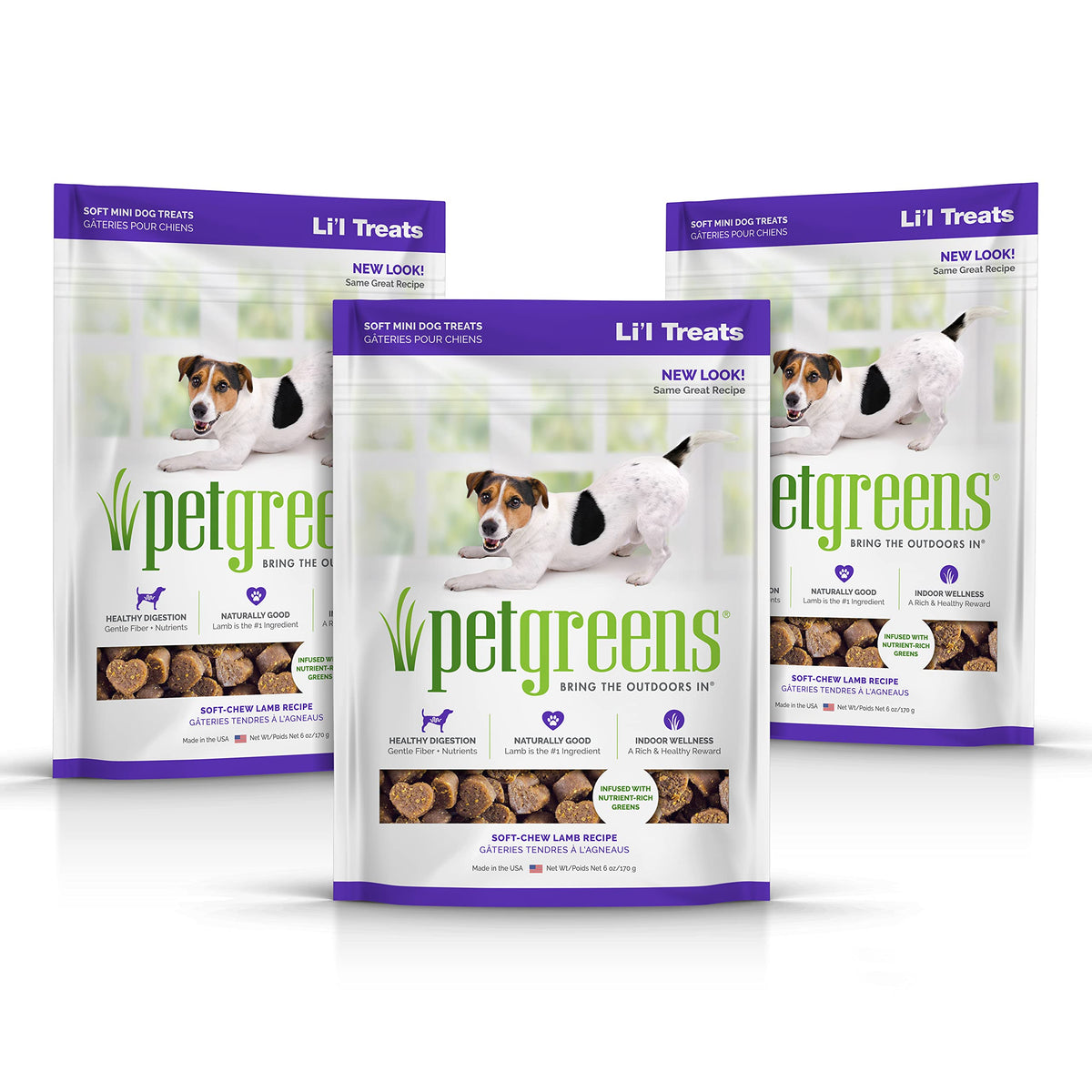 Pet Greens 4 Pack Of Soft-Chew Li'L Treats For Small Dogs And Puppies, Healthy Salmon, Roasted Chicken, Tasty Lamb And Bacon And