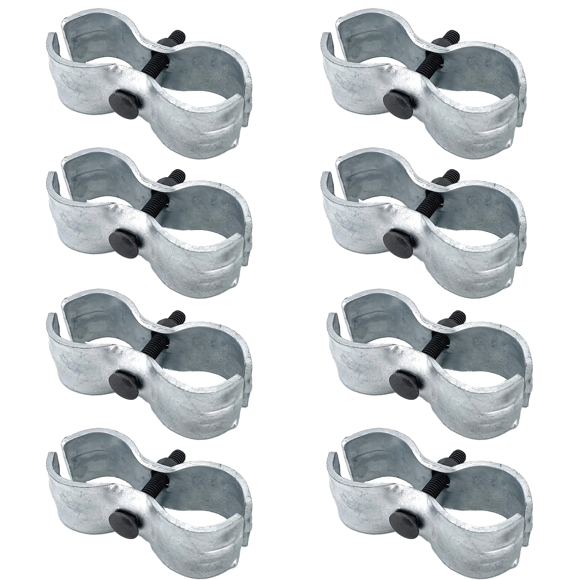 HITTITE Dog Kennel Panel Clamps - 8 Set, Alloy Steel, 1-5/8" Diameter, 42mm, for Chain Link Fence and Round Pipe Frames