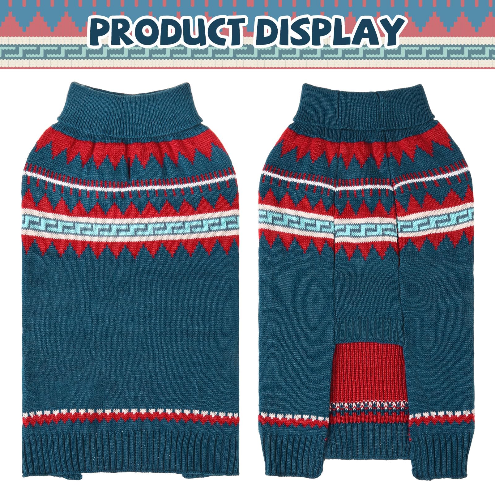 Bingpet Christmas Dog Sweaters For Winter,Turtleneck Classic Knit Dog Sweaters For Small Medium Large Dogs,Nblue Knitted Holiday