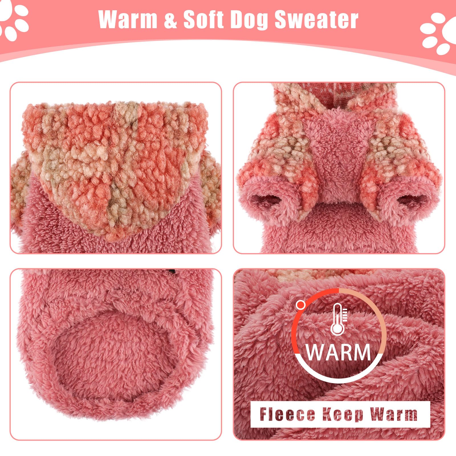 Plaid Dog Hoodie Dog Sweaters For Small Dogs Male Winter Warm Extra Small Puppy Sweater For Chihuahua Teacup Yorkie Soft Fleece