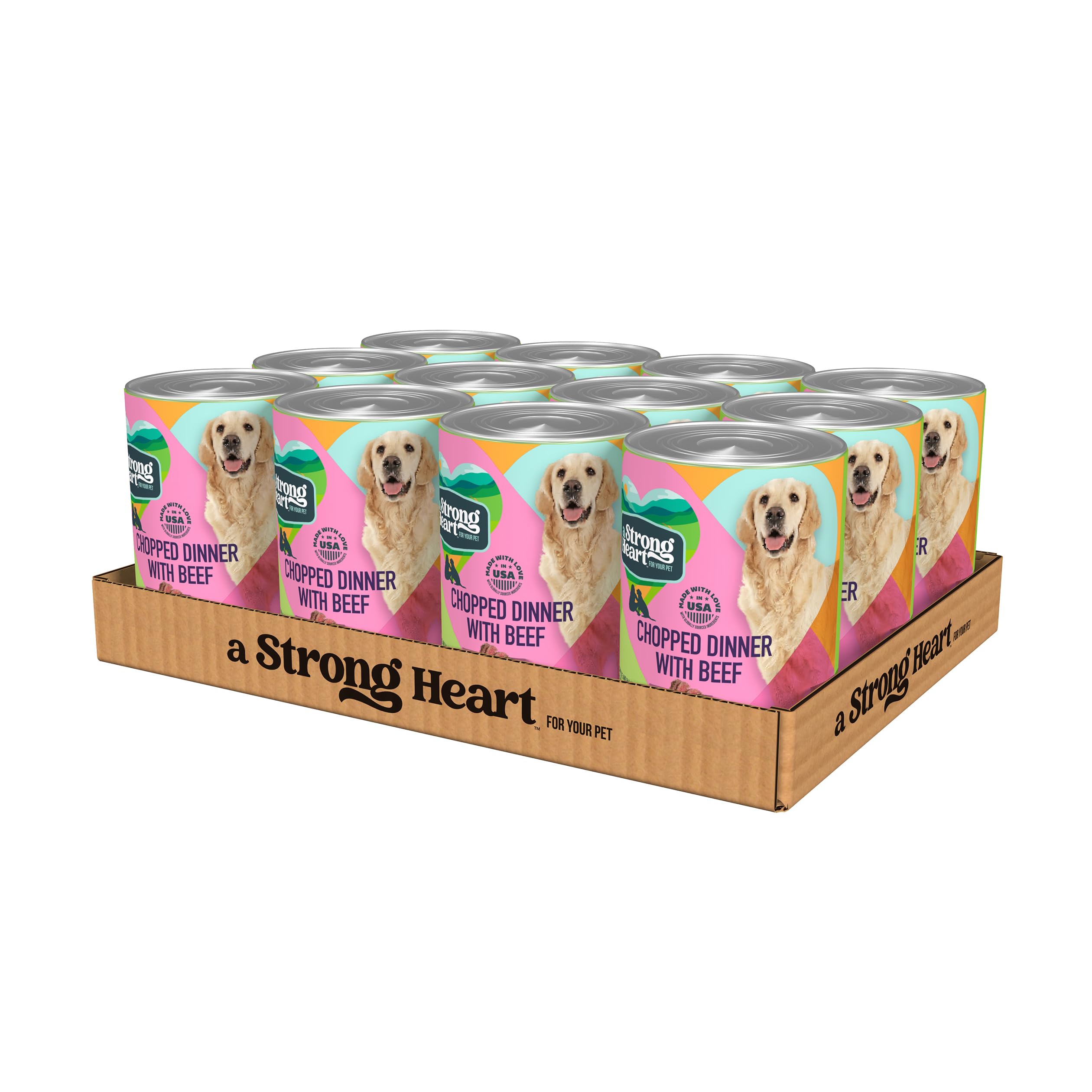 A Strong Heart Wet Dog Food, Country Stew With Beef - 22 oz Cans (Pack of 12), Made in The USA with Real Beef