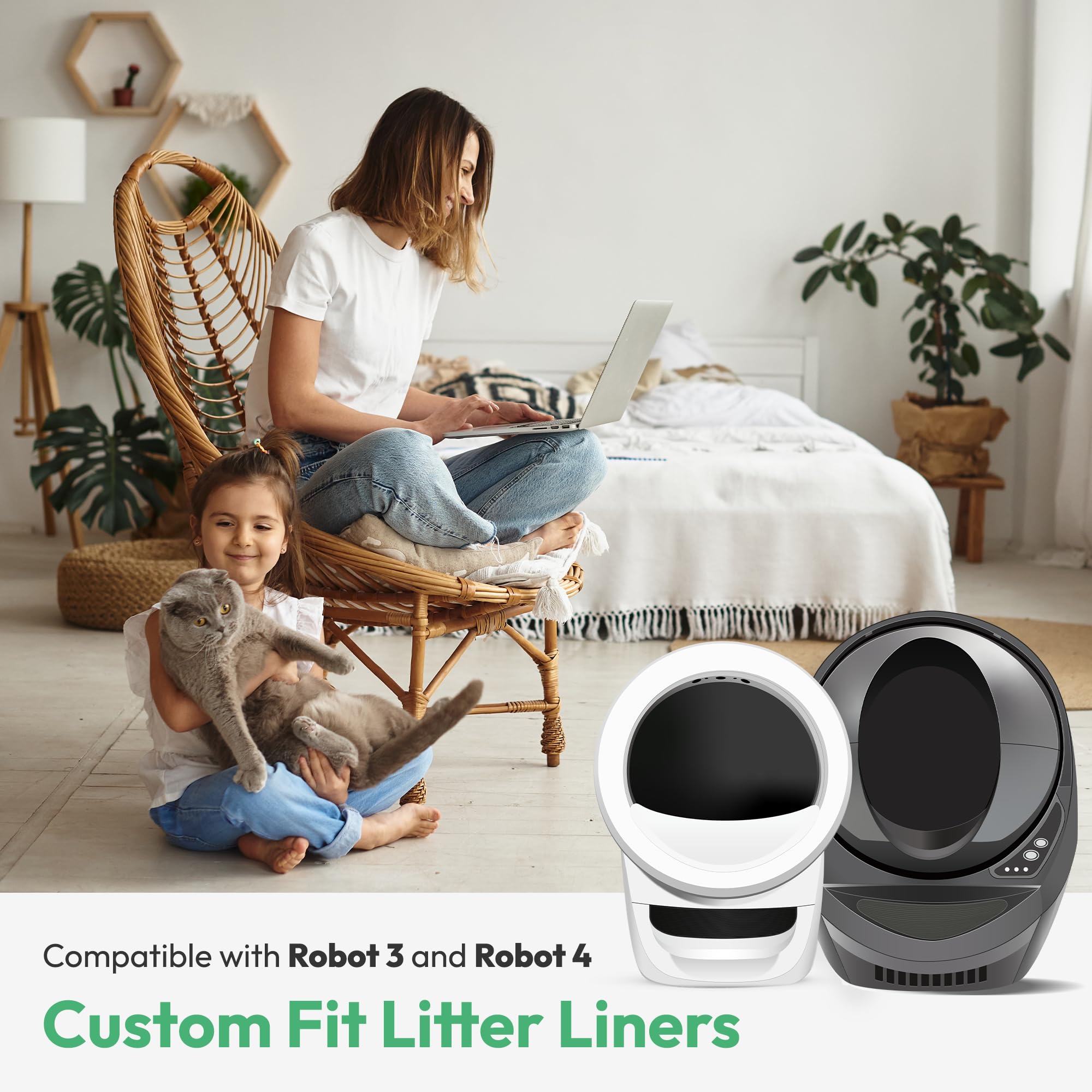 Amogogopet 50 Pack Waste Bags, Compatible With Litter Robot 4 & 3, Drawstring Liners For Self Cleaning Litter Box, Clear Cat Lit