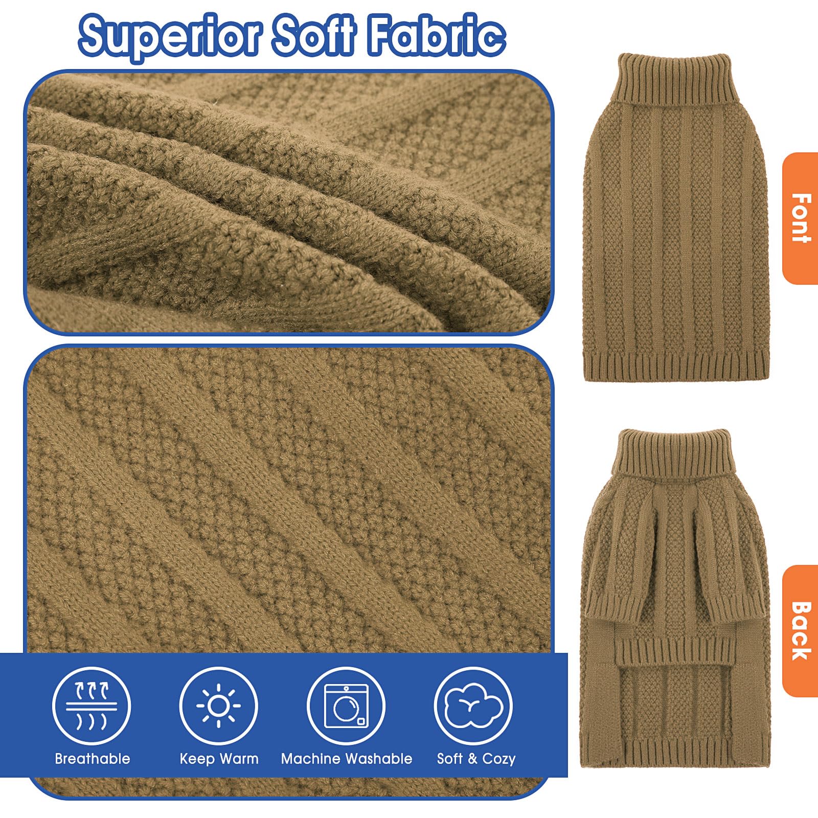 Queenmore Dog Sweater Large Size Dog, Large Dog Sweater Xmas,Turtleneck Pullover Dog Sweaters For Large Dogs Girls Boys,Sweater