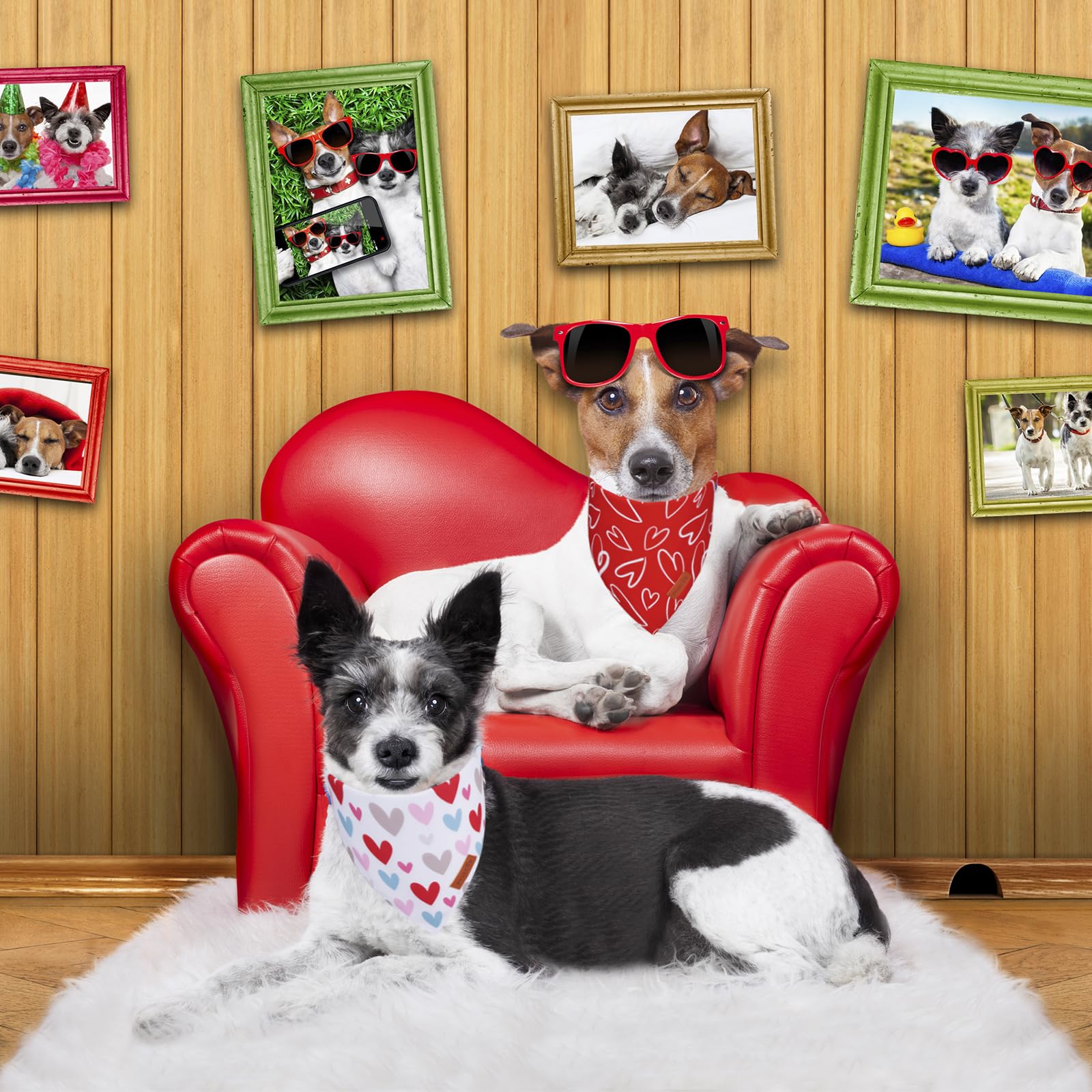 Ptdecor Valentine Dog Bandana, Reversible Holiday Dog Scarf, Multi Size Offered, Heart Valentine Bandanas For Medium Large Dogs