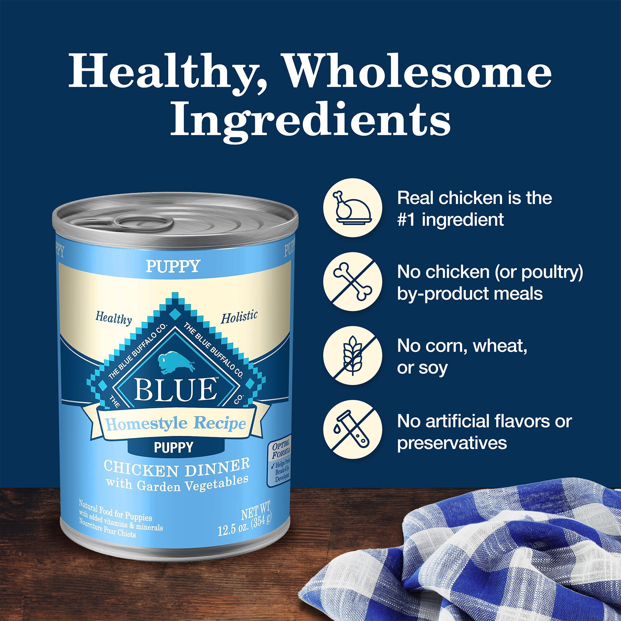 Blue Buffalo Homestyle Recipe Puppy Wet Dog Food, Made with Natural Ingredients, Chicken Dinner with Garden Vegetables & Brown R