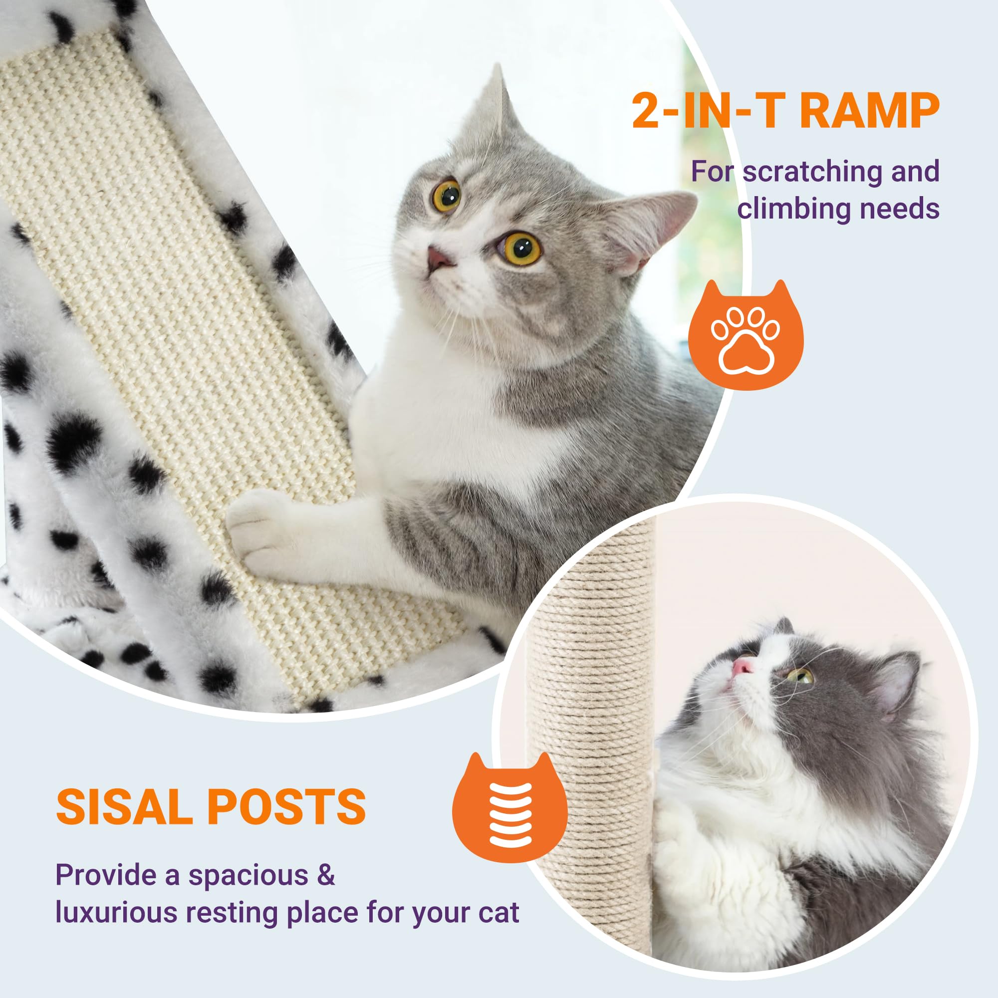 Allewie 81 Inches Tall Cat Tree/Multi-Level Large Climbing Tree House And Towers For Big Feline/Condo And Hammock/Scratching Pos