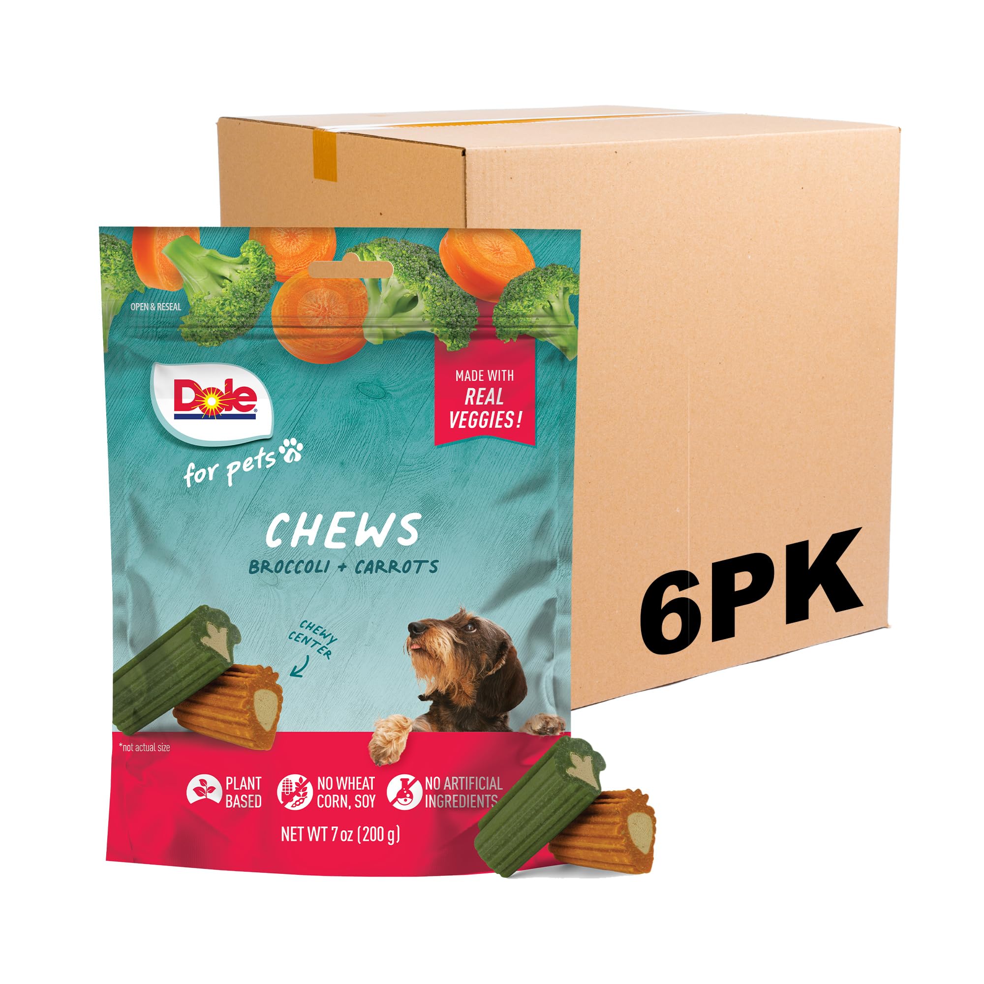 Dole for Pets Freshly Fetched Dog Chews, Assorted Broccoli & Carrot Flavor Dog Treats | Flavored with Real Veggies, No Wheat, Co