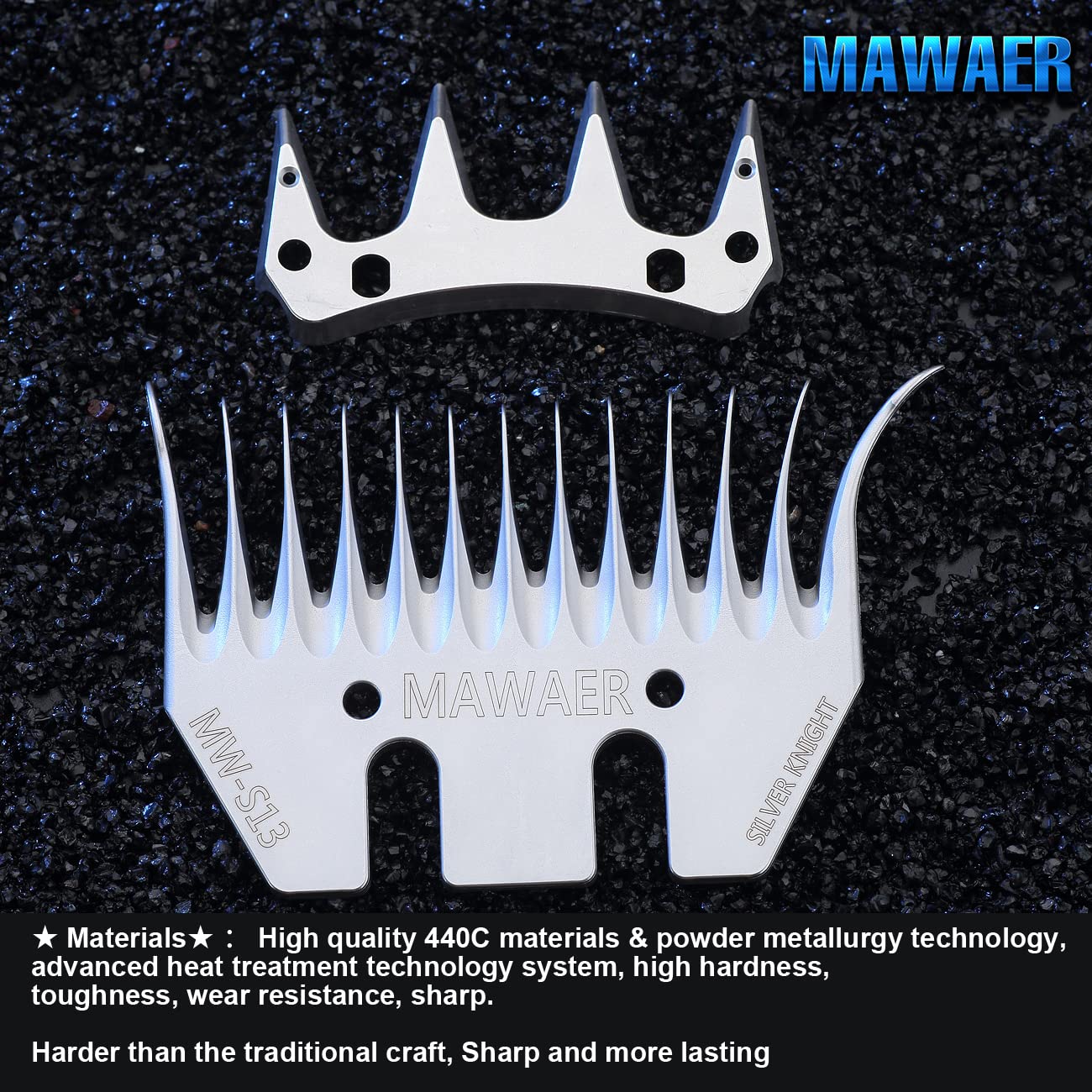 Mawaer 13 Curved Tooth Sheep Shear Clipper Replacement Blades For Fit Oster, Lister, Heiniger Sheep Clippers, Detachable Animal