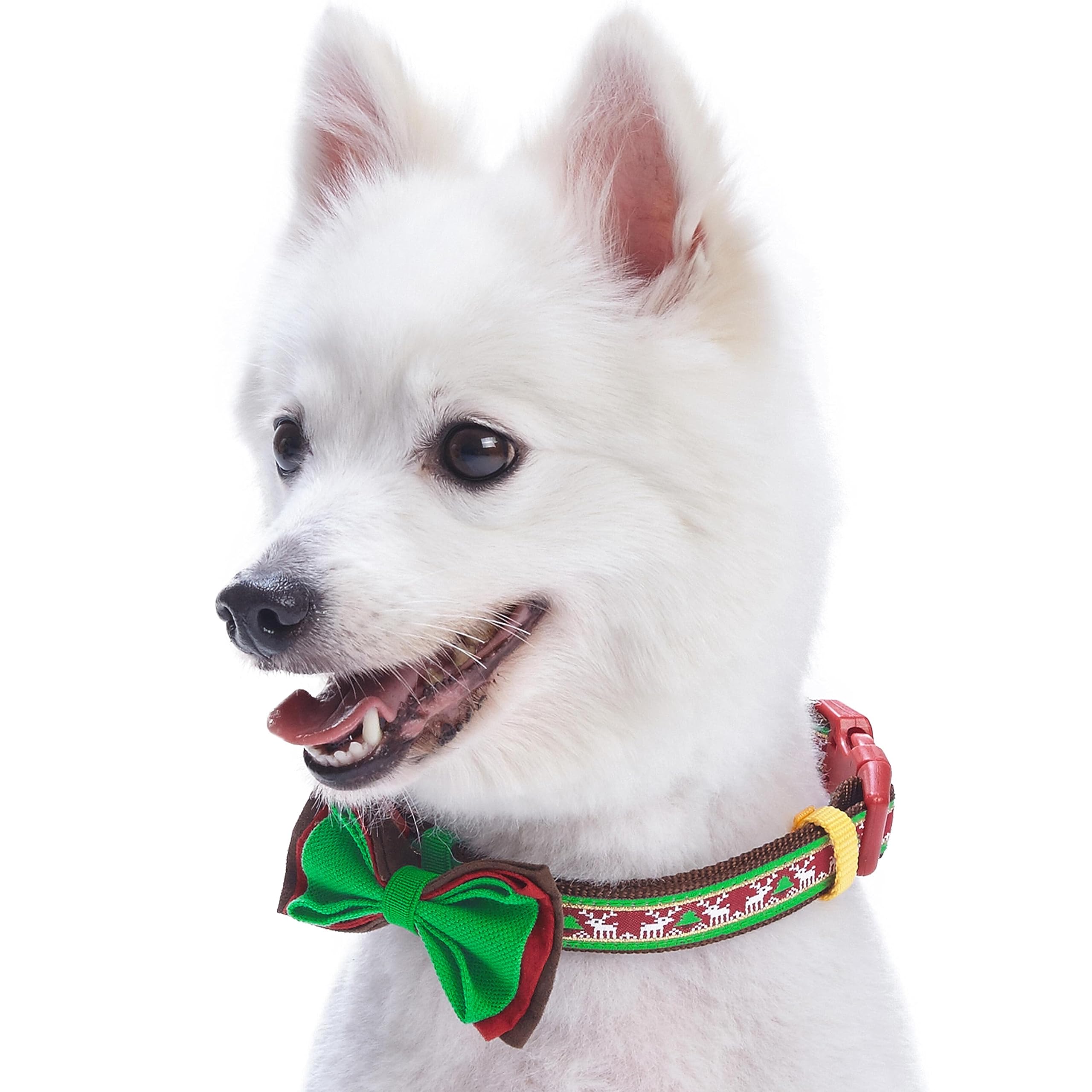 Blueberry Pet 4 Patterns Christmas Santa Claus'S Reindeer Adjustable Dog Collar With Detachable Bow Tie, Small, Neck 12'-16'