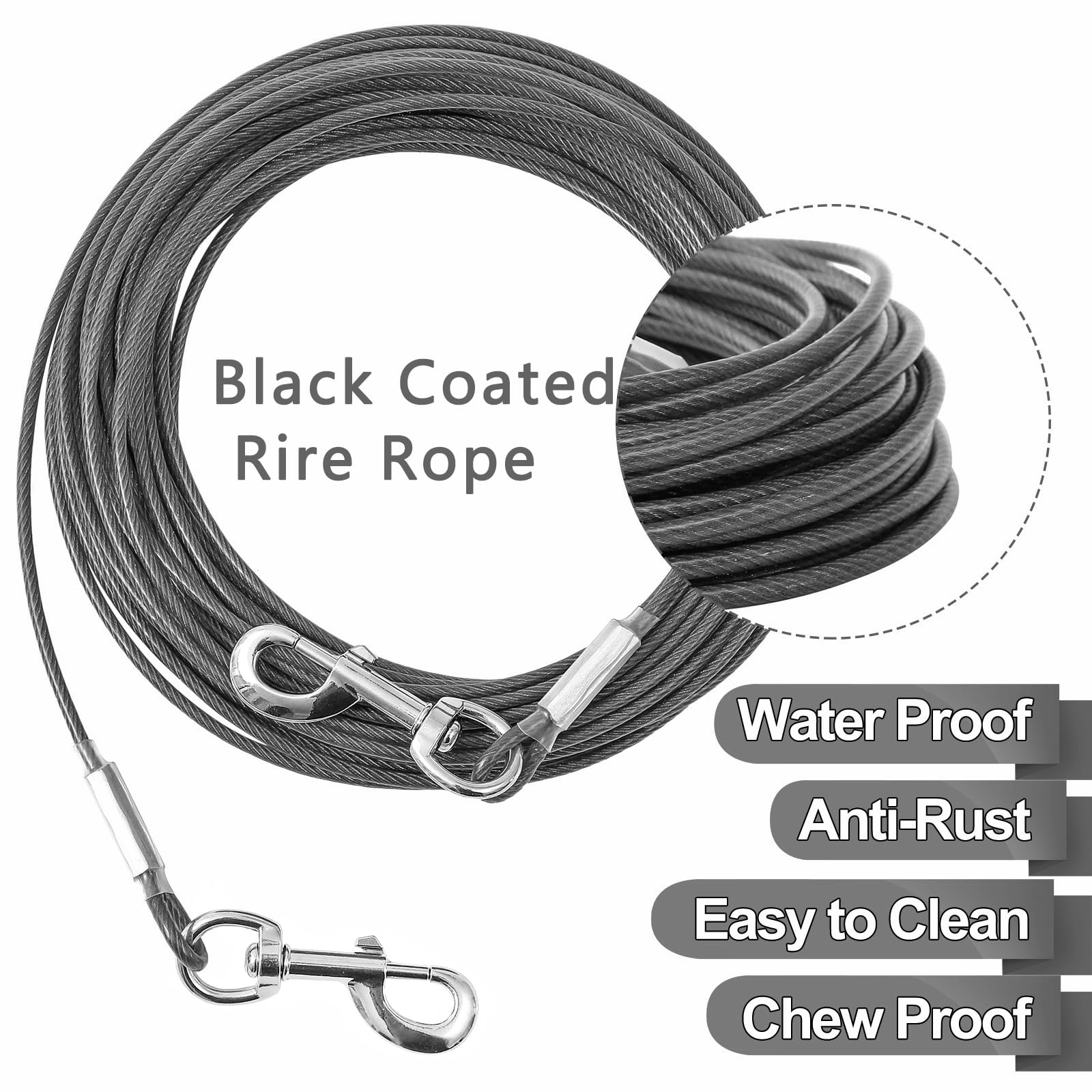 Mi Metty Tie Out Cable For Dogs,20Ft Dog Leads,Heavy Duty Tie Out Cable For Large Dogs Up To 125Lbs,Durable Dog Runner Tether Li