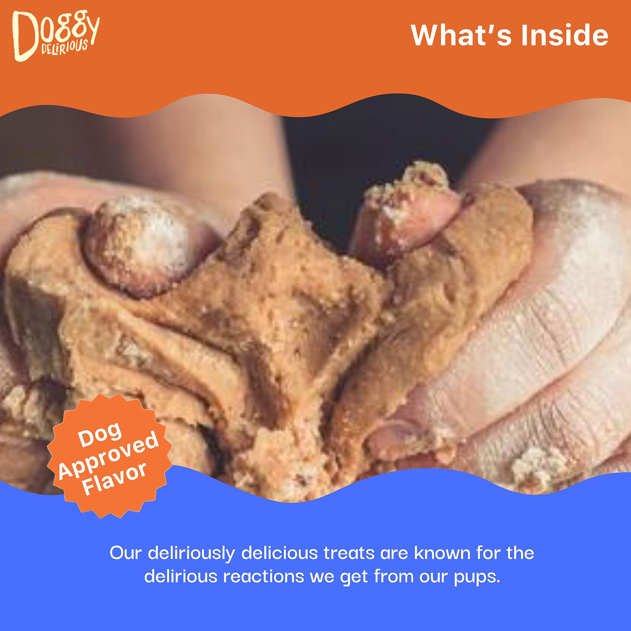 Doggy Delirious Crunchy Dog Treats – All Breeds & Sizes – Natural Puppy Snack – 100% Human-Grade – Grain-Free Peanut Butter Bones – 16 Oz, 1 lb Pack (1)