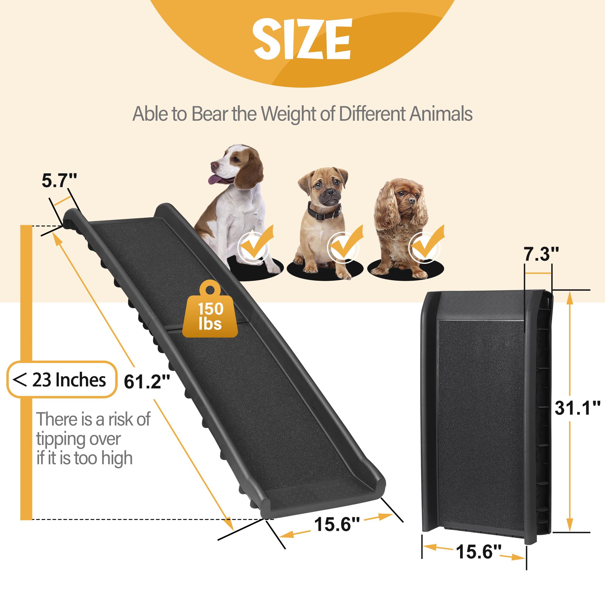 Zeny Portable Folding Dog Ramps For Suv, Truck, Car Ramp Stairs Step Ladder For Pet, Non-Slip Pet Ramp With Raised Siderails