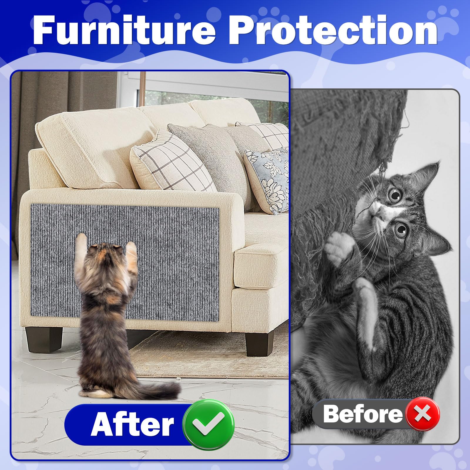 Enonci 23.6X15.8 Couch Wall Corner Protection For Indoor Cats,Anti Scratch Furniture Protector From Cats Scratching,Trimmable Cl