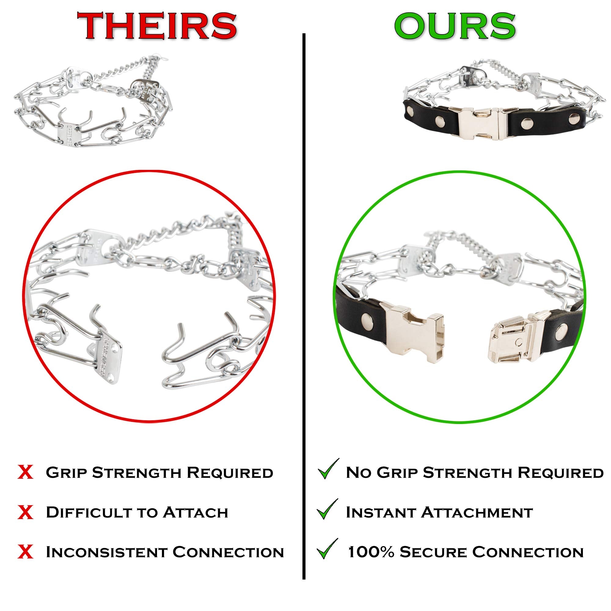 Herm Sprenger Prong Collar For Dog Training With Easy Quick Release Buckle - German Made Dog Collar With Chrome Plated Steel 3.0