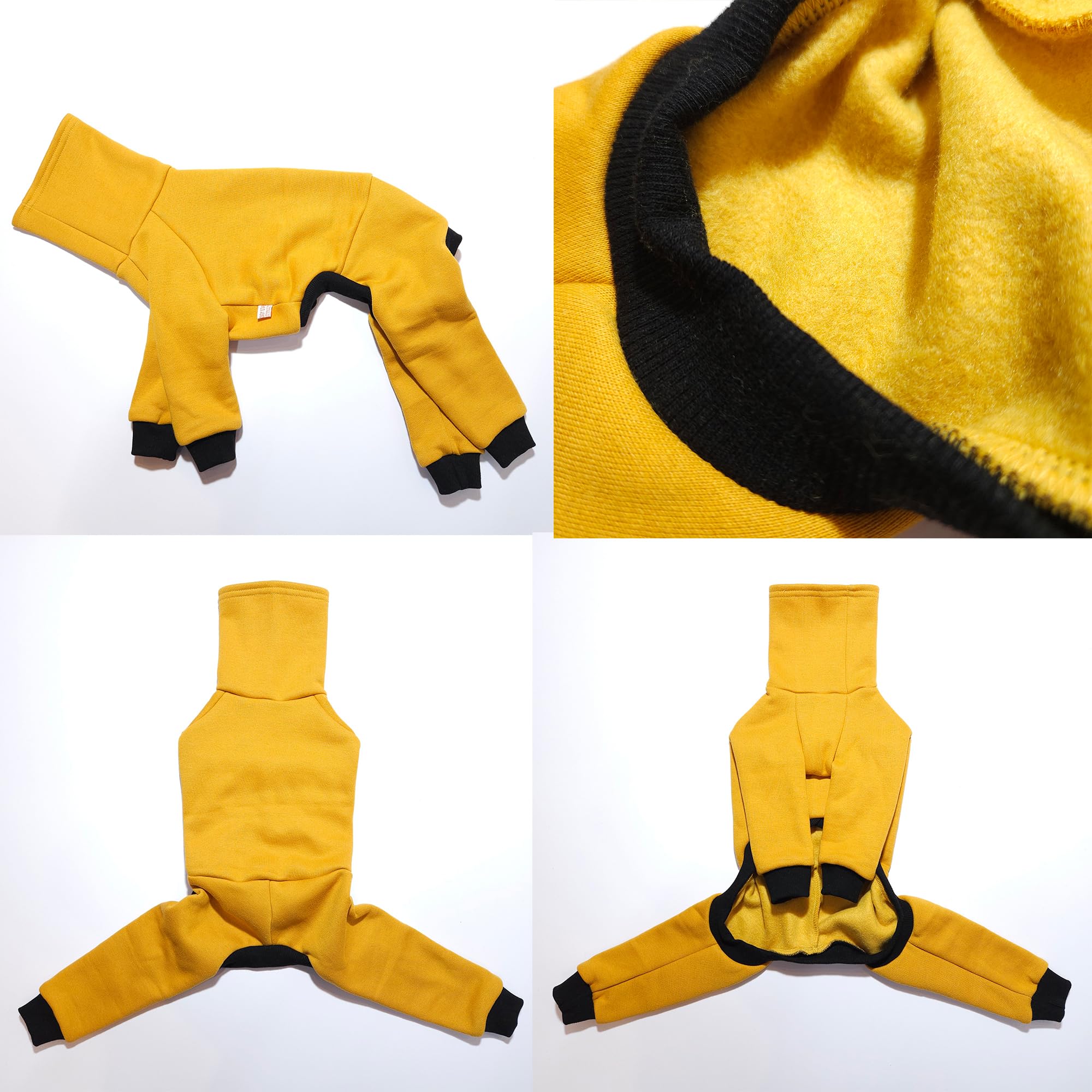 D Doggy Star Italian Greyhound Clothes Strechy Fleeced Lining Simple Onesie Whippet For Dog Coat (Xl,Simple Mustard)