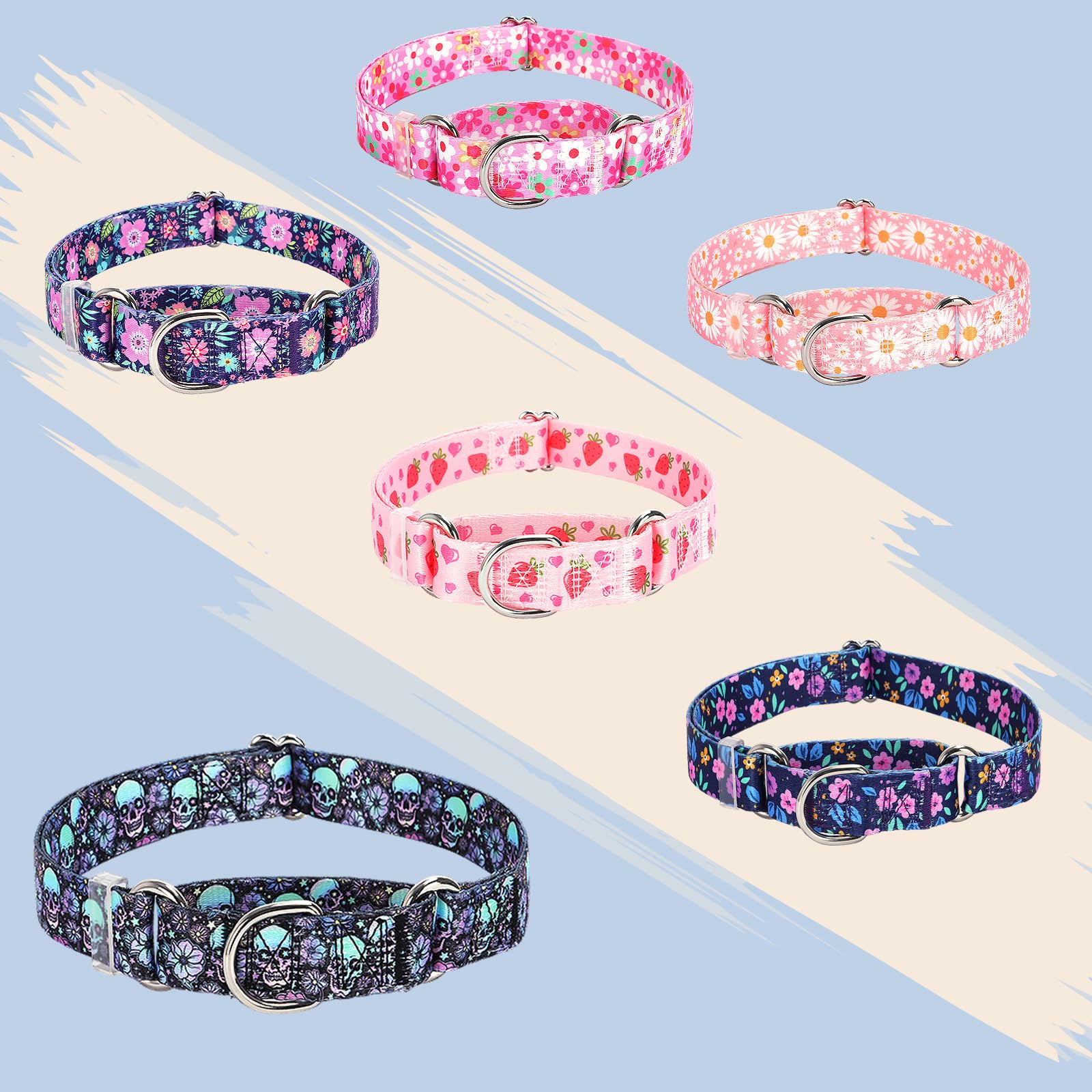 Martingale Collar For Dog - Adjustable No-Slip Dog Collar With Skull Design For Large, Medium, Small - Premium Durable Training