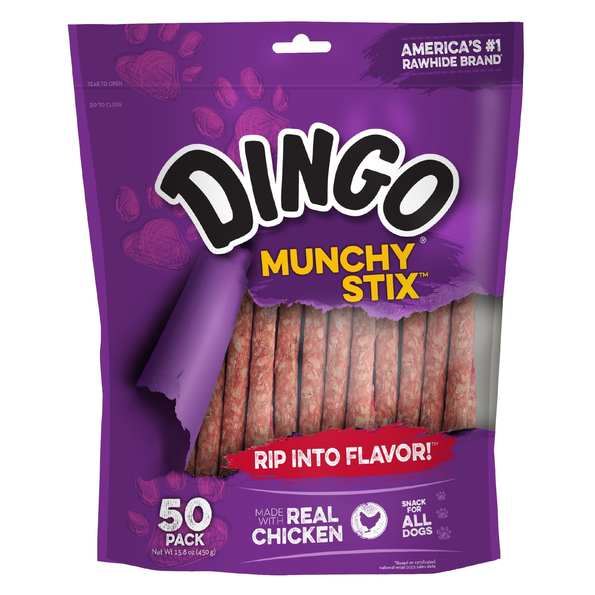 Dingo Munchy Stix, Made with Real Chicken, 50Count, 8 Pack